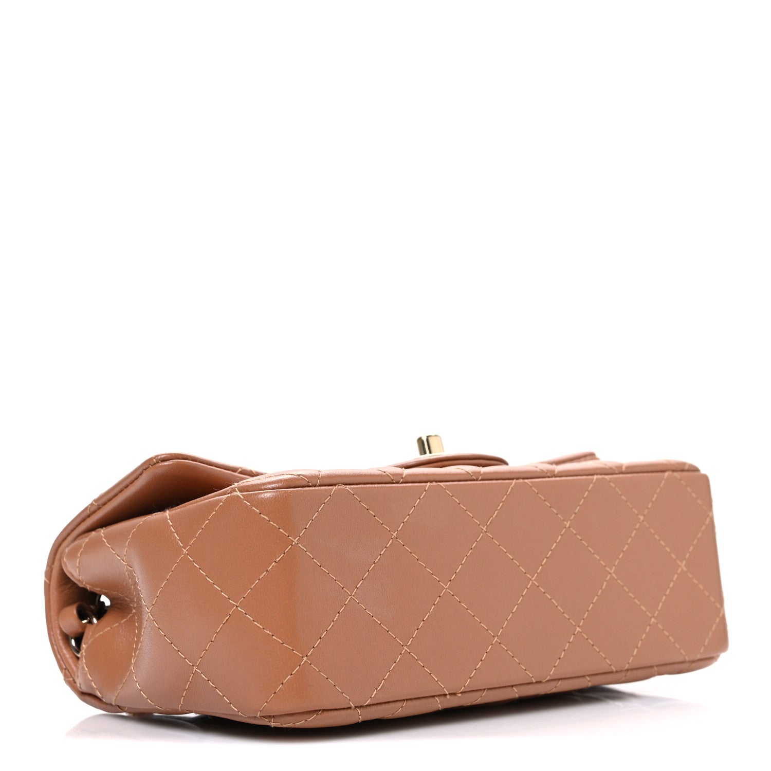 Lambskin Quilted Mini Rectangular Flap Brown