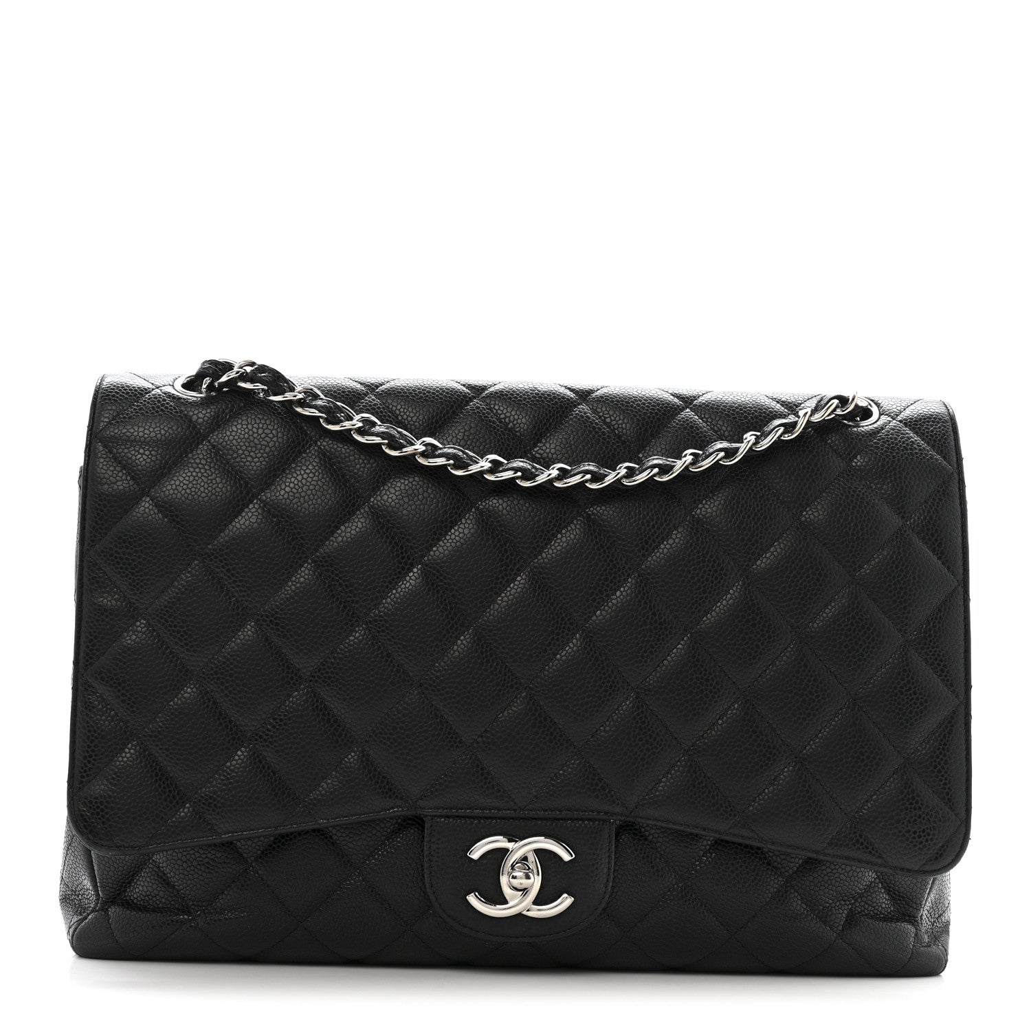 Caviar Quilted Maxi Double Flap Black