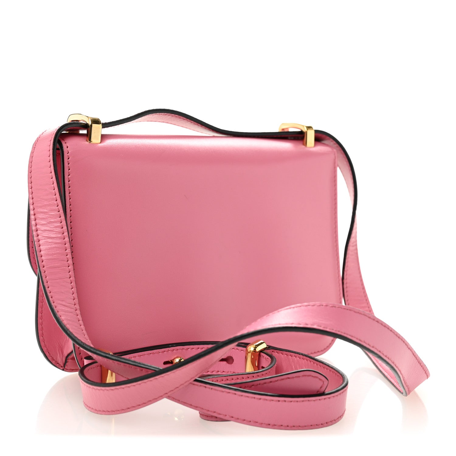 Box Calfskin Triangle Embleme Flap Shoulder Bag Begonia