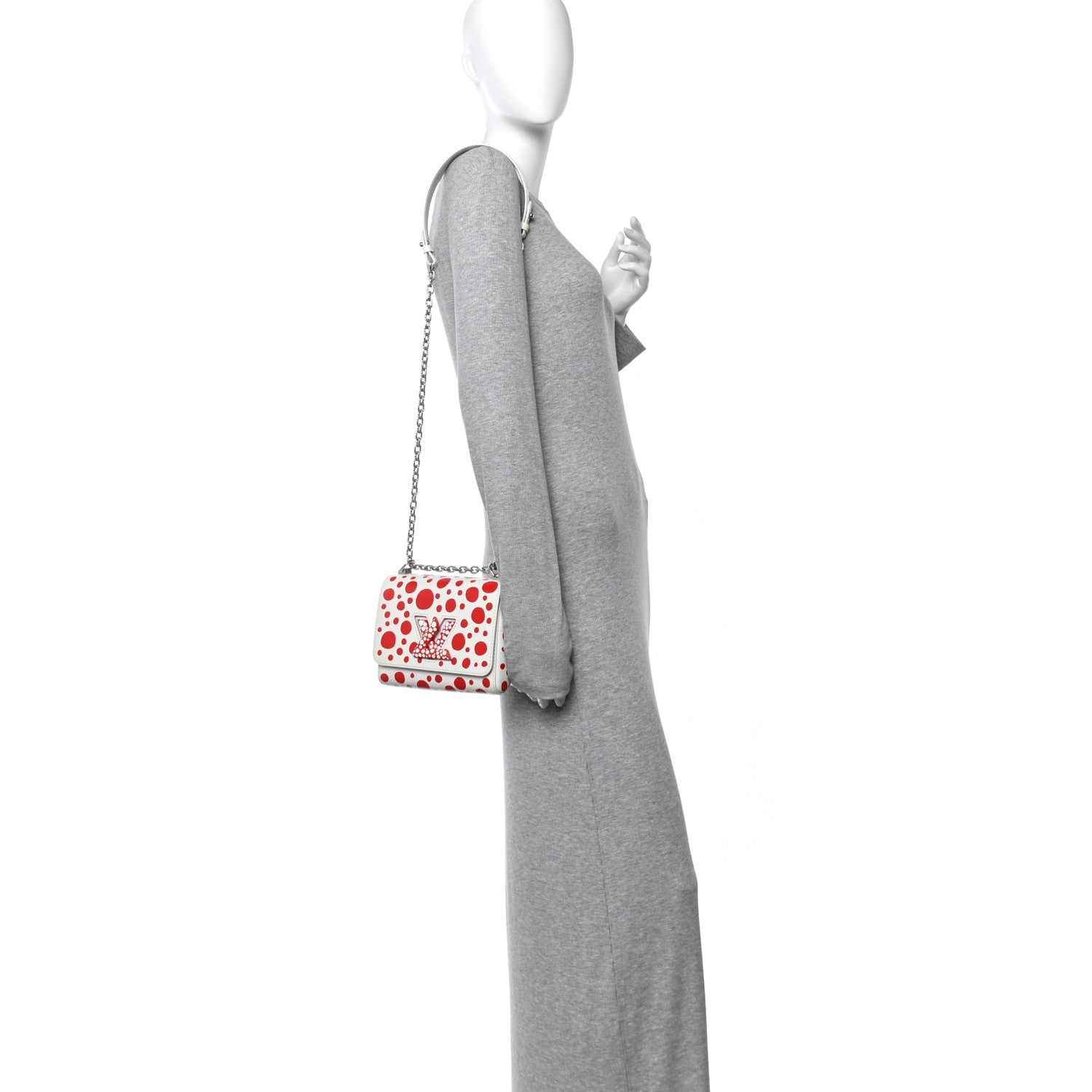 LV X YK Epi Infinity Dots Twist Shoulder Bag PM White Red