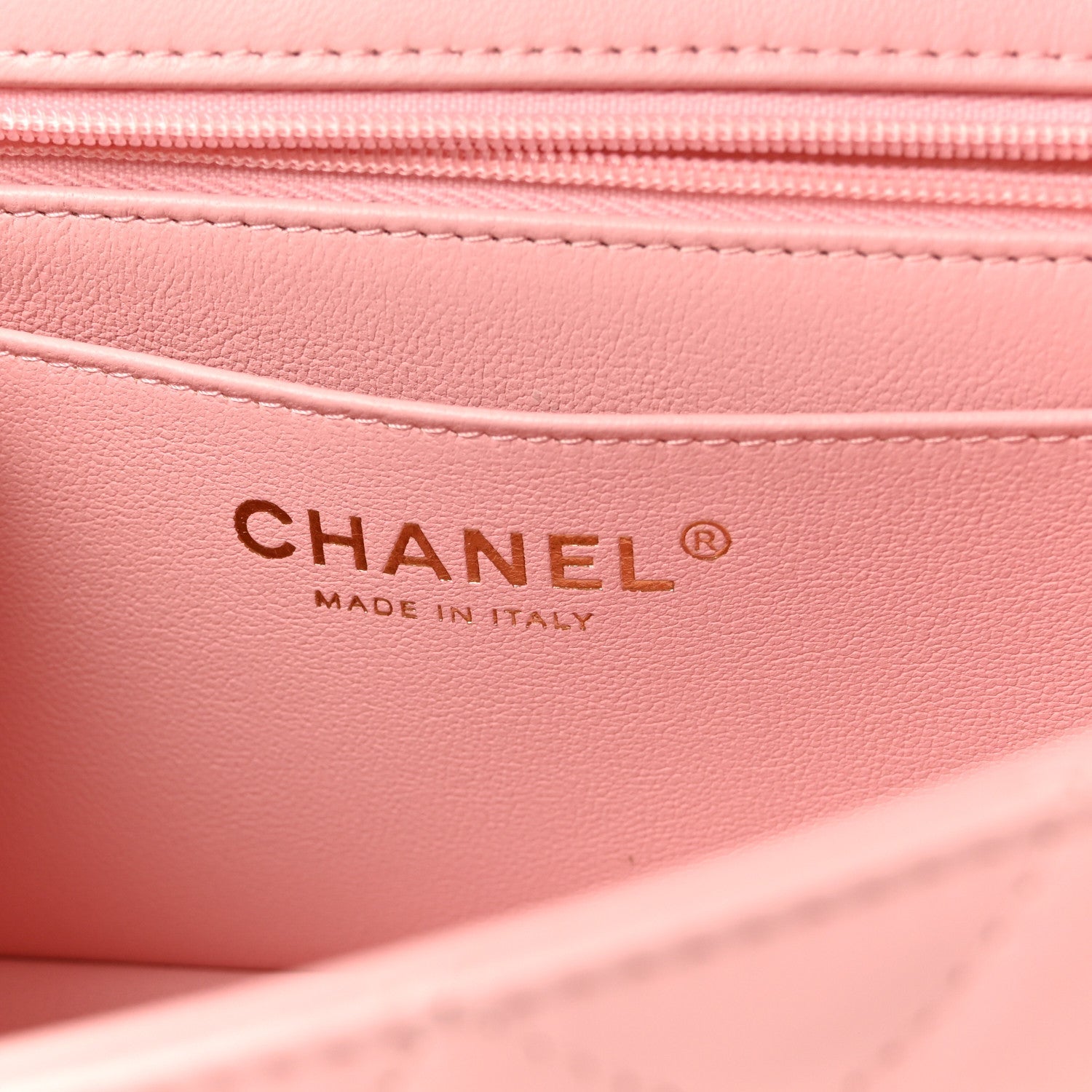Lambskin Quilted Mini Rectangular Flap Light Pink