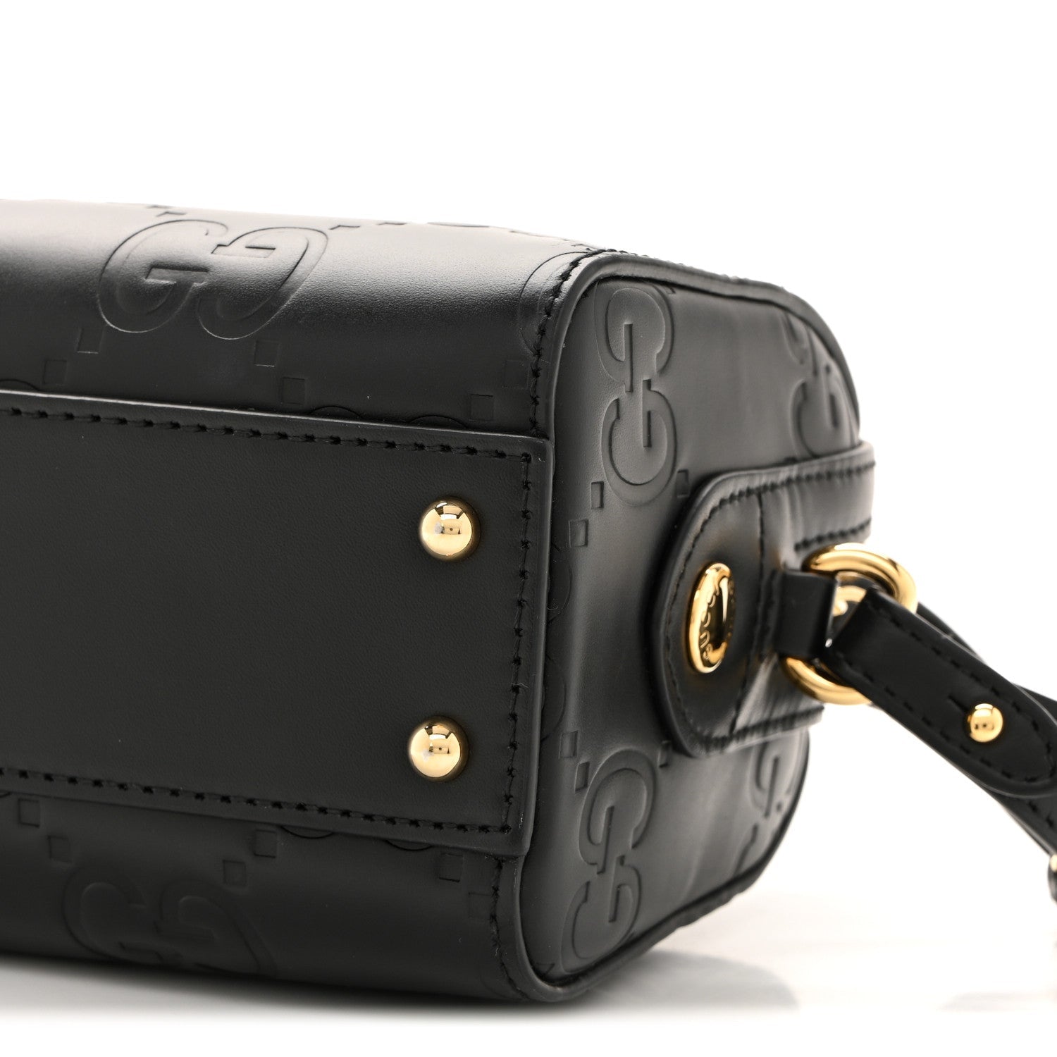 Calfskin Jumbo GG Embossed Super Mini Top Handle Bowler Bag Black