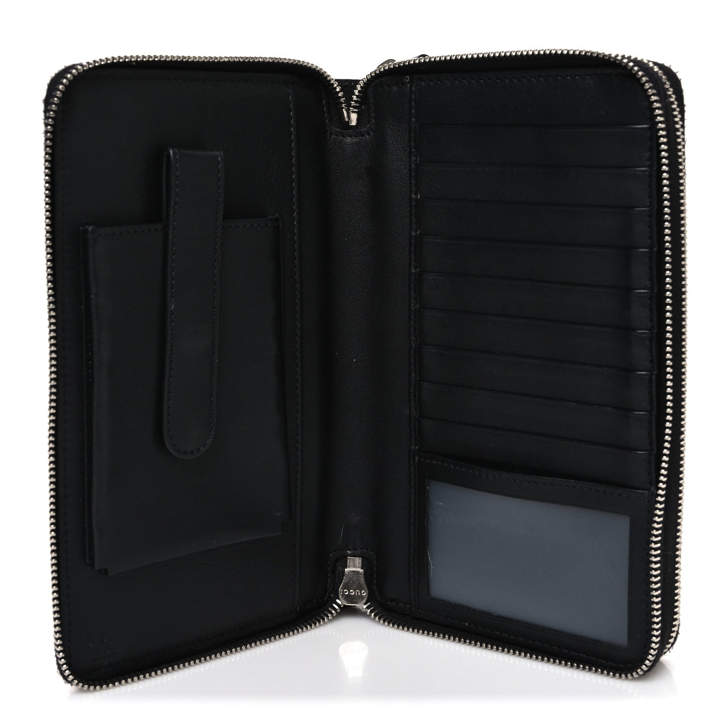Microguccissima Zip Around Top Handle Travel Wallet Black