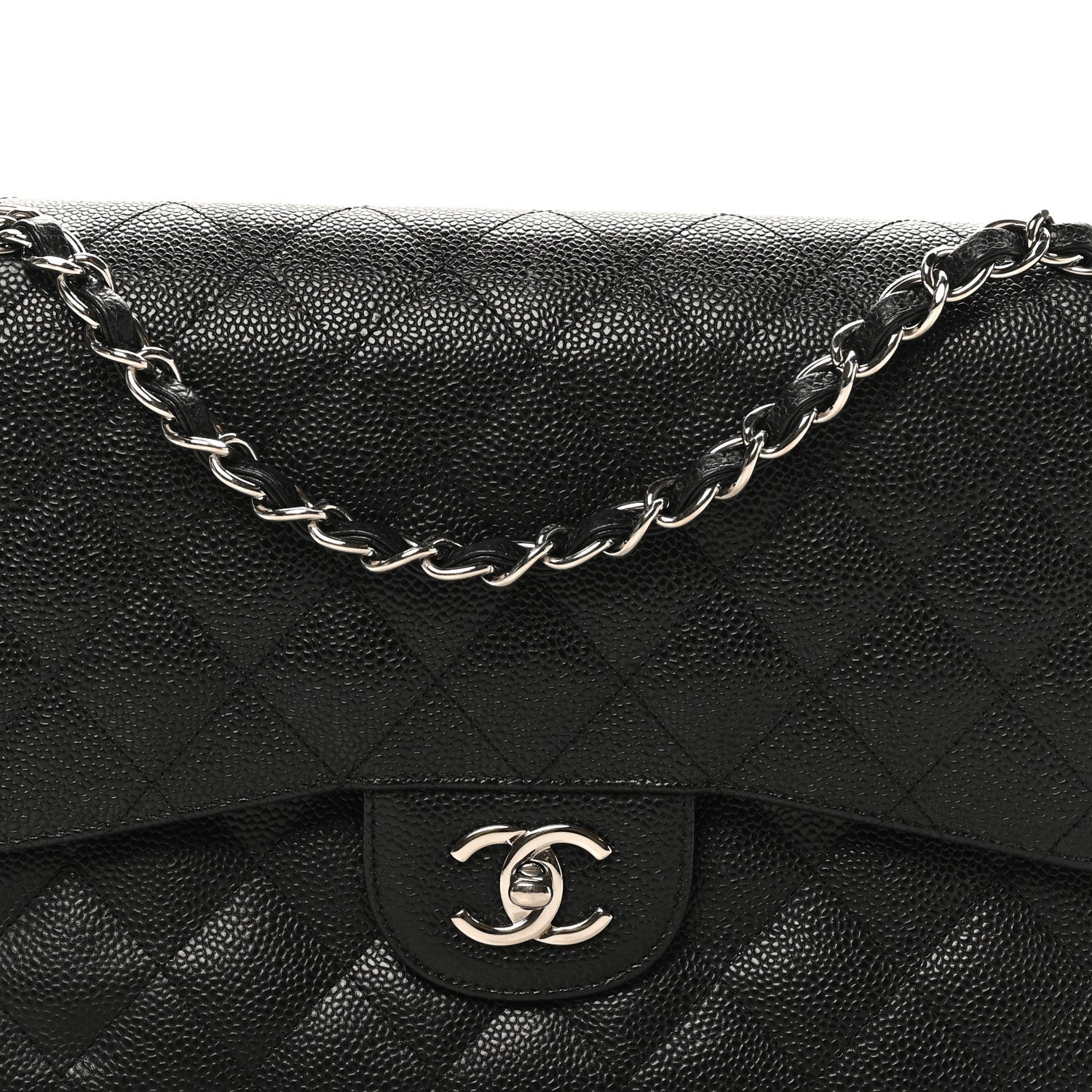 Caviar Quilted Jumbo Double Flap Black