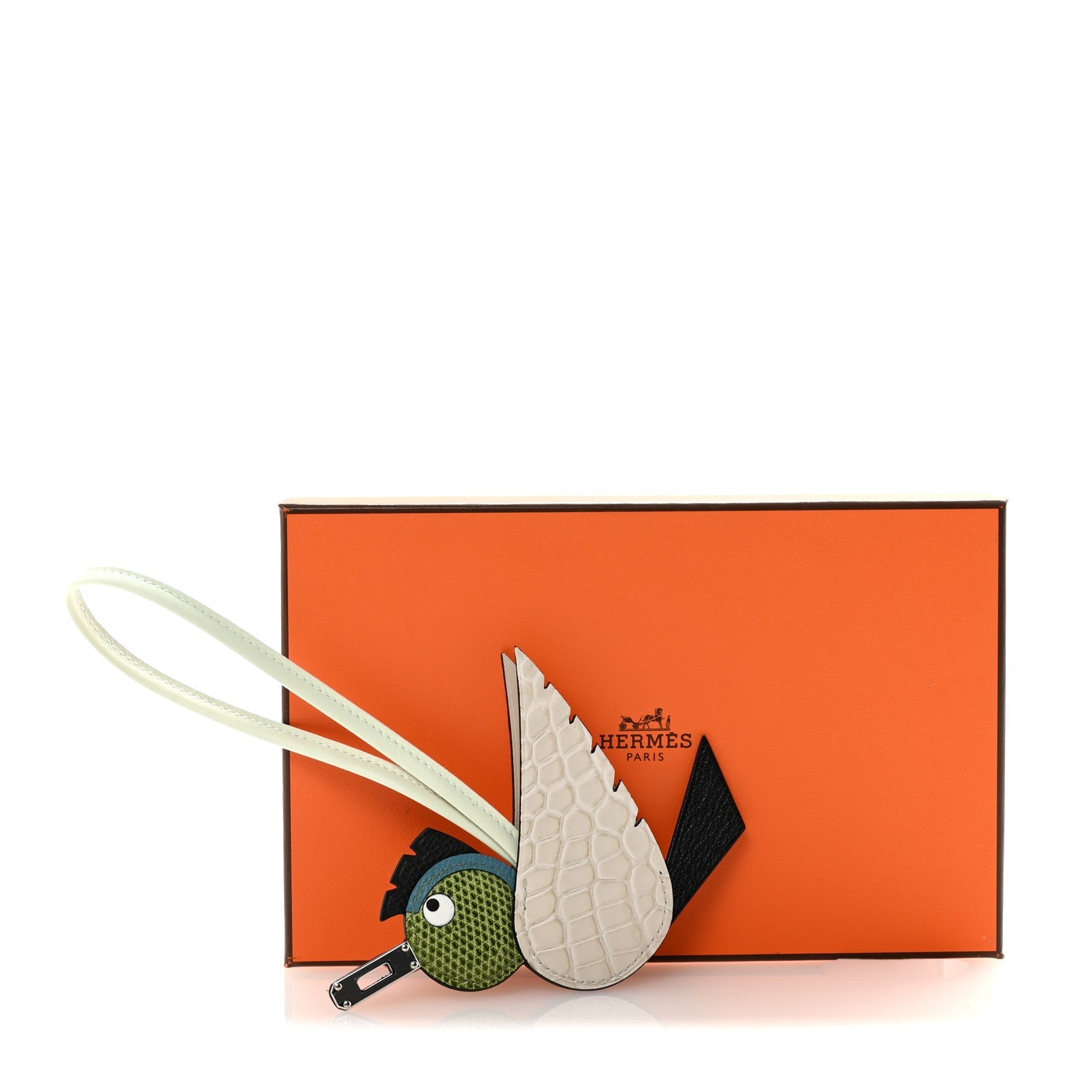 Epsom Swift Alligator Lizard Birdy Bag Charm Vanille Vert Criquet Vert Fizz Bleu Jean Black