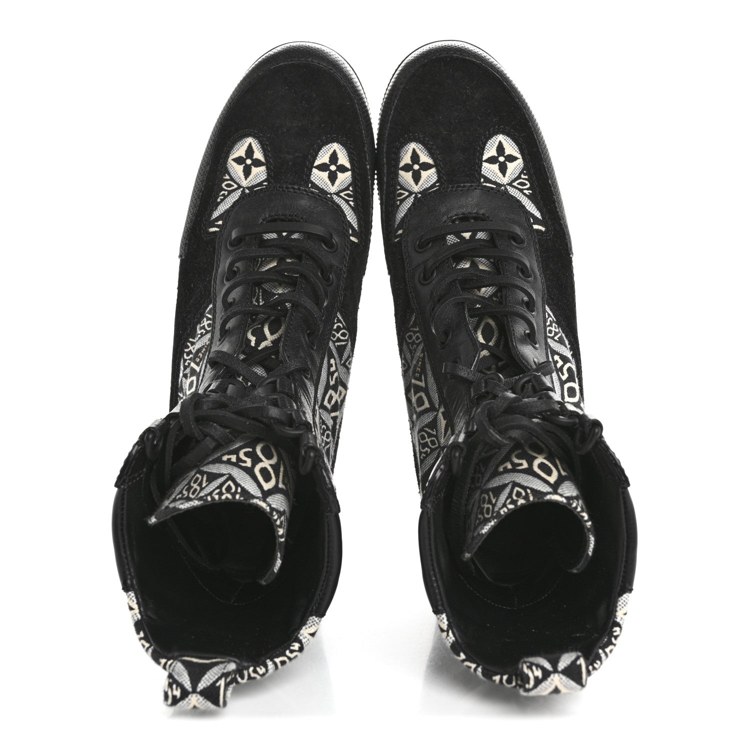 Suede Calfskin Jacquard Since 1854 Laureate Platform Desert Boots 37.5 Black