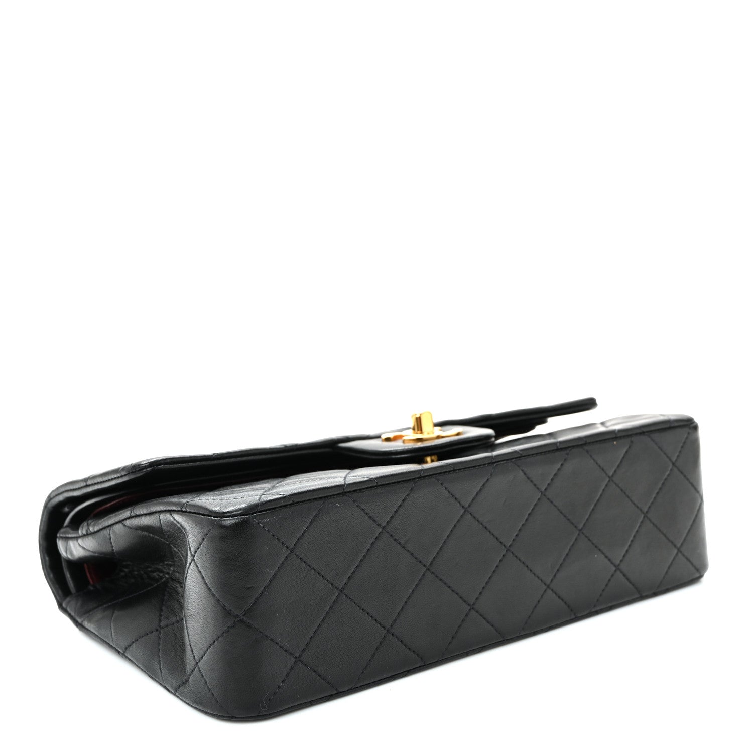 Lambskin Quilted Small Double Flap Black