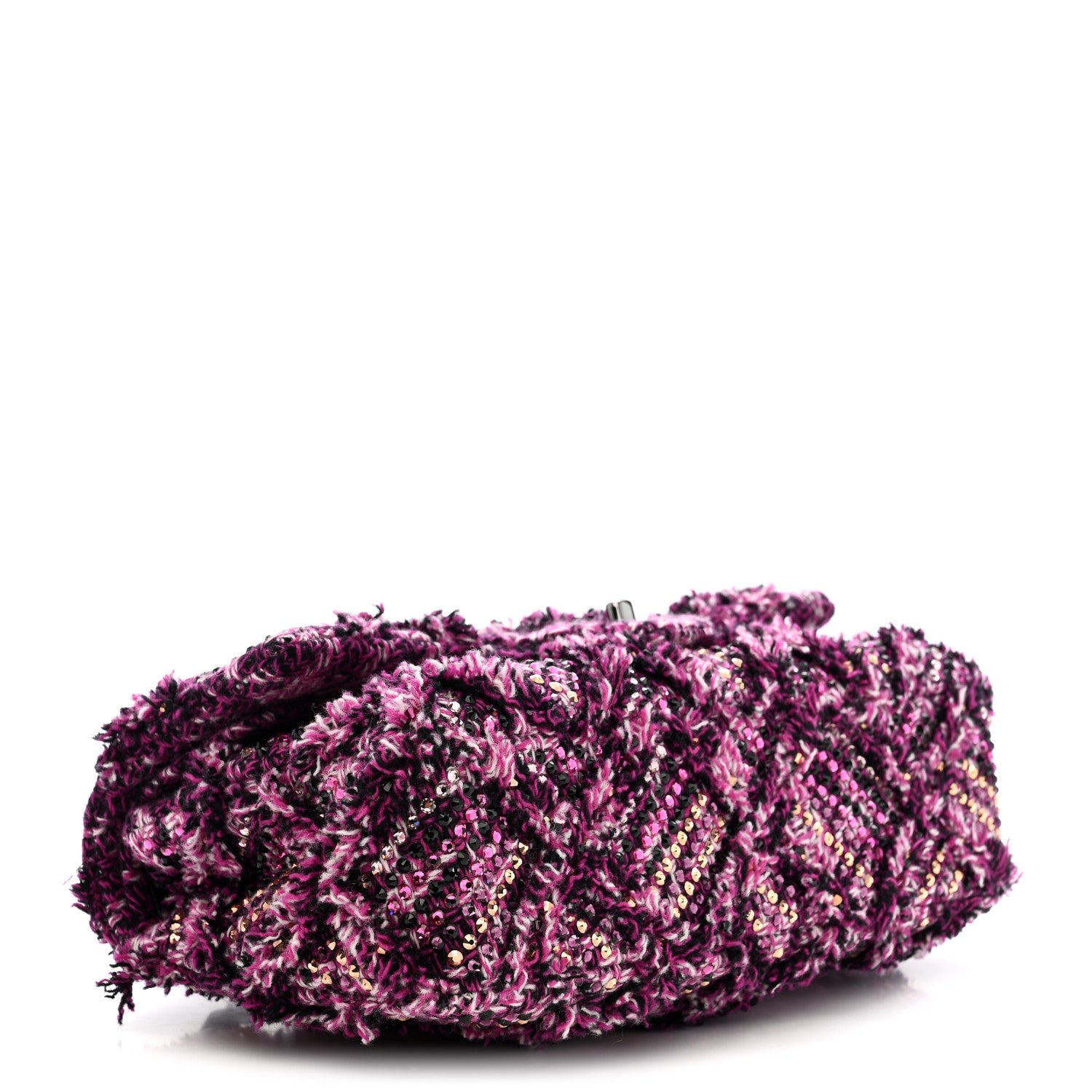 Crystal Tweed Quilted Medium Double Flap Purple Multicolor