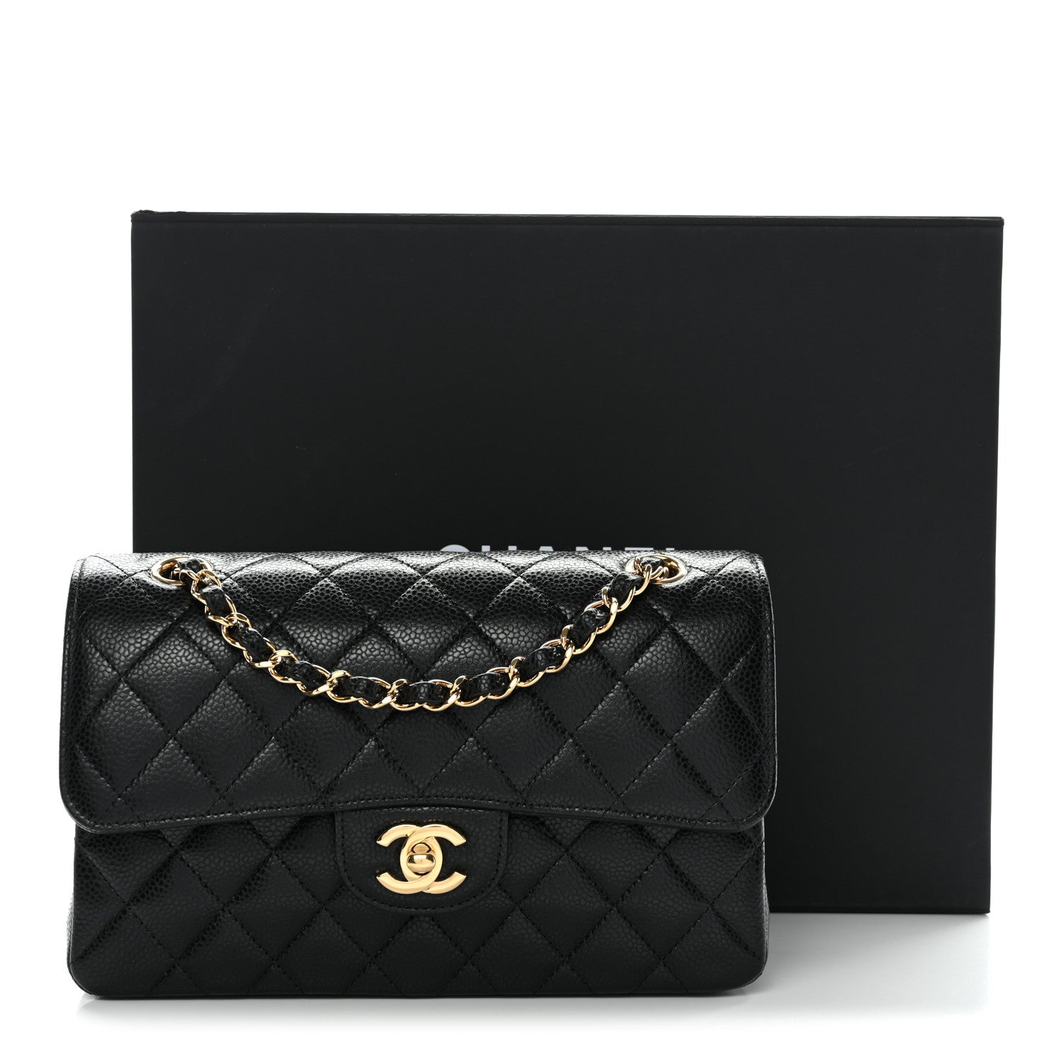 Caviar Quilted Small Double Flap Black