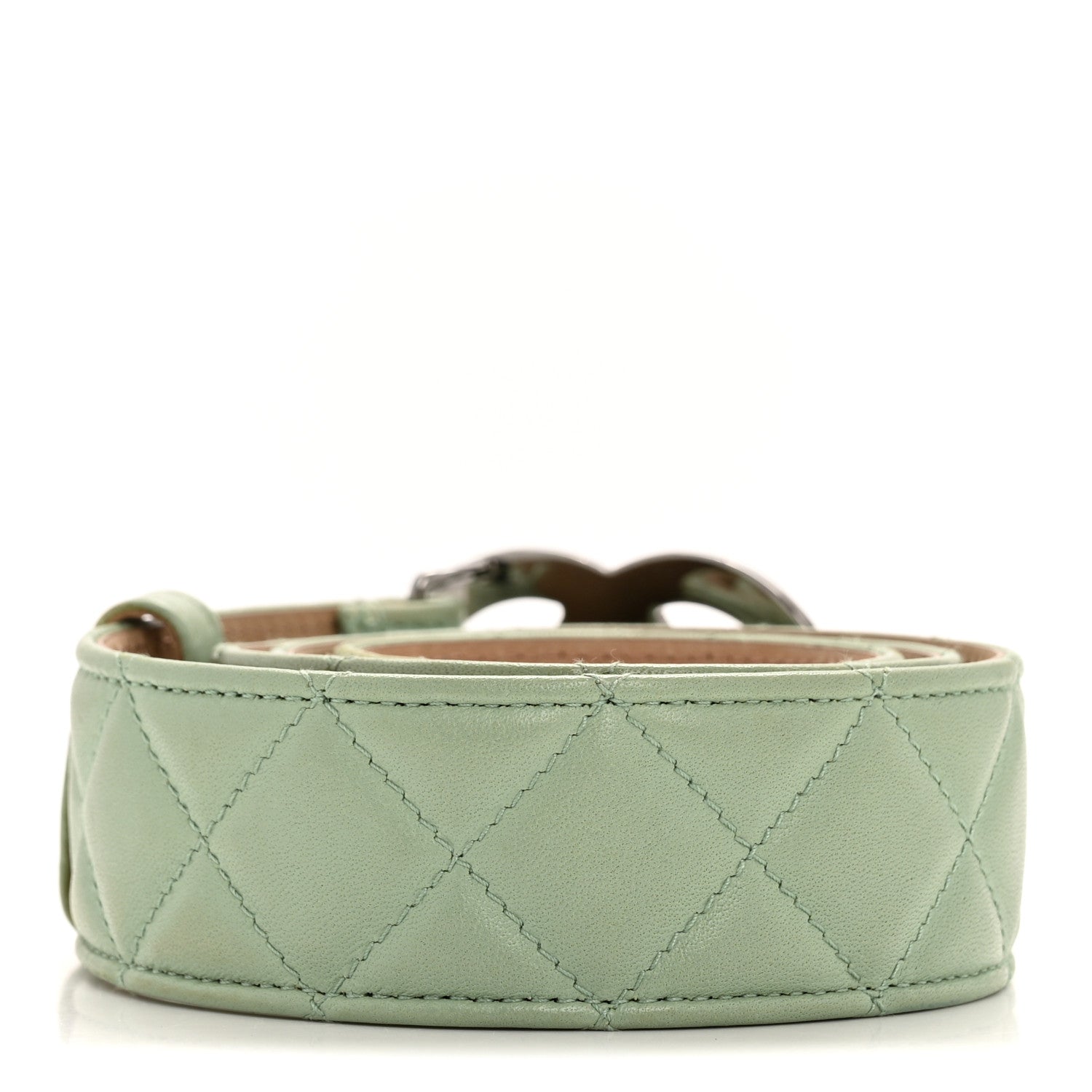 Lambskin Quilted CC Belt 80 32 Green