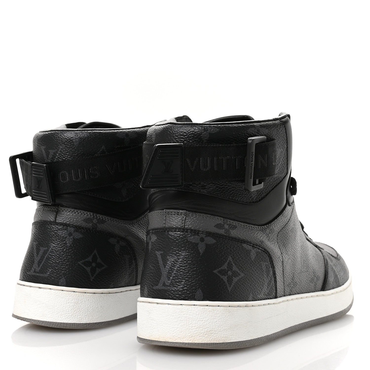 Calfskin Monogram Eclipse Mens Rivoli High Top Sneakers 10 Black Grey