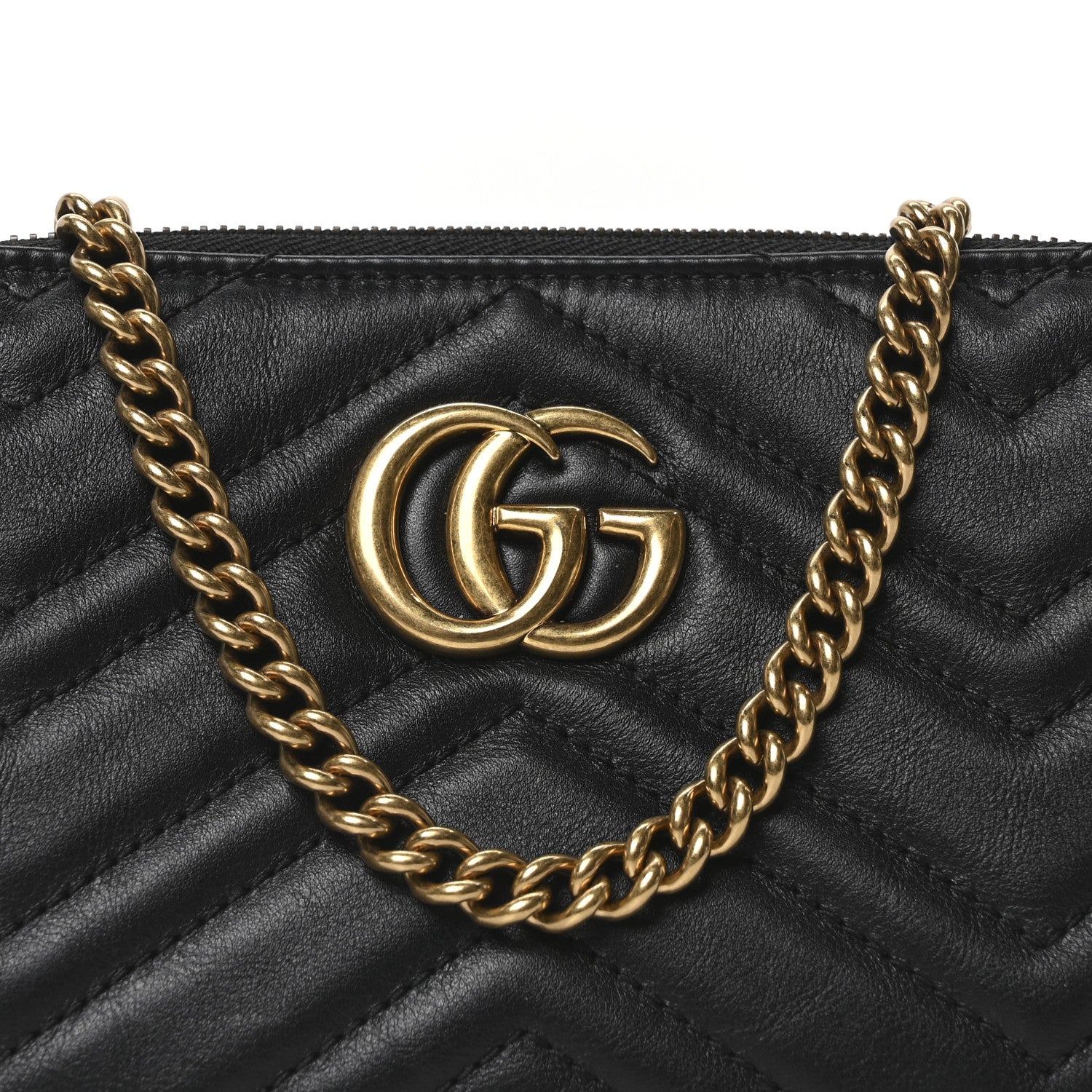 Calfskin Matelasse Mini GG Marmont Chain Bag Black