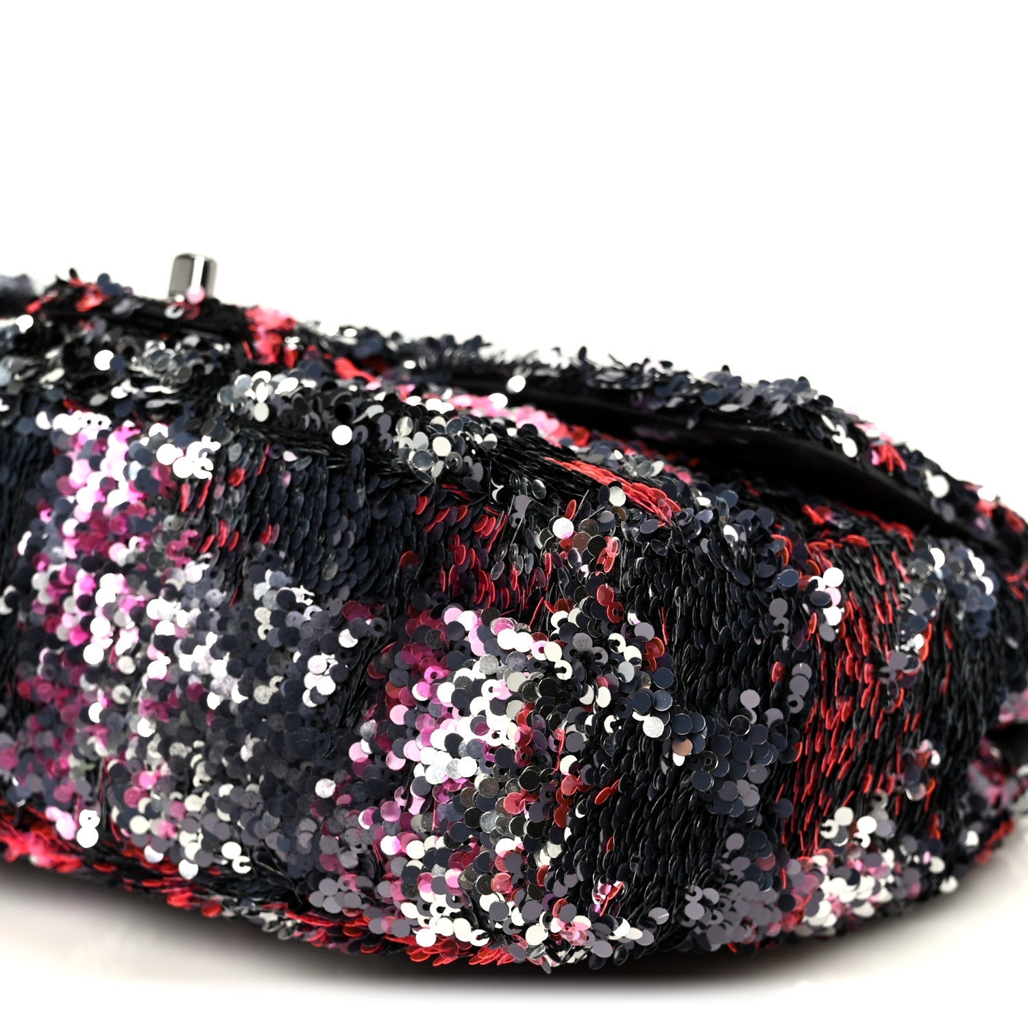 Sequin Logo Single Flap Pink Silver Black