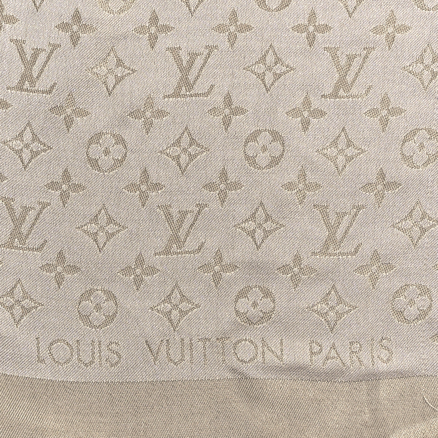 Silk Lurex Wool Monogram Shine Shawl Greige