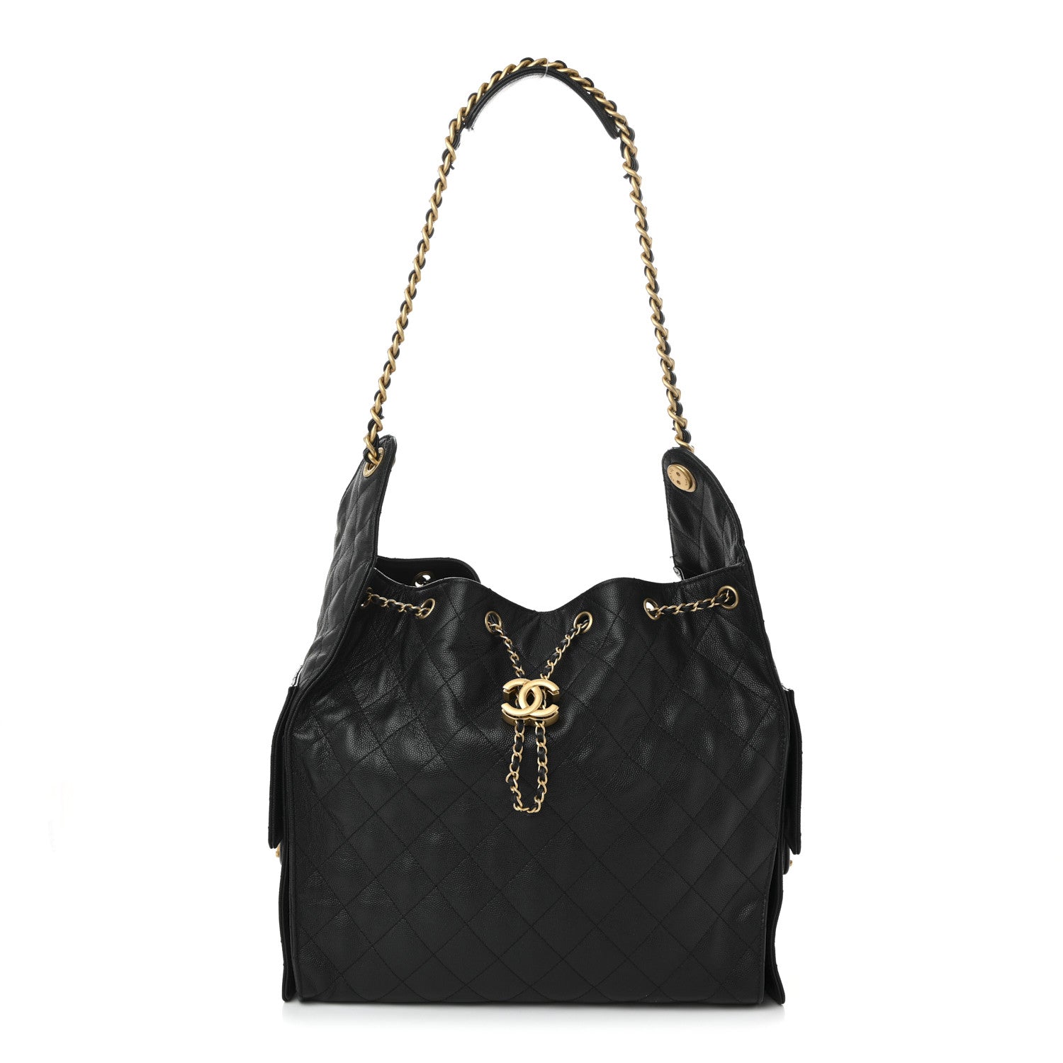 Caviar Quilted Medium Chanel 25 Handbag Black