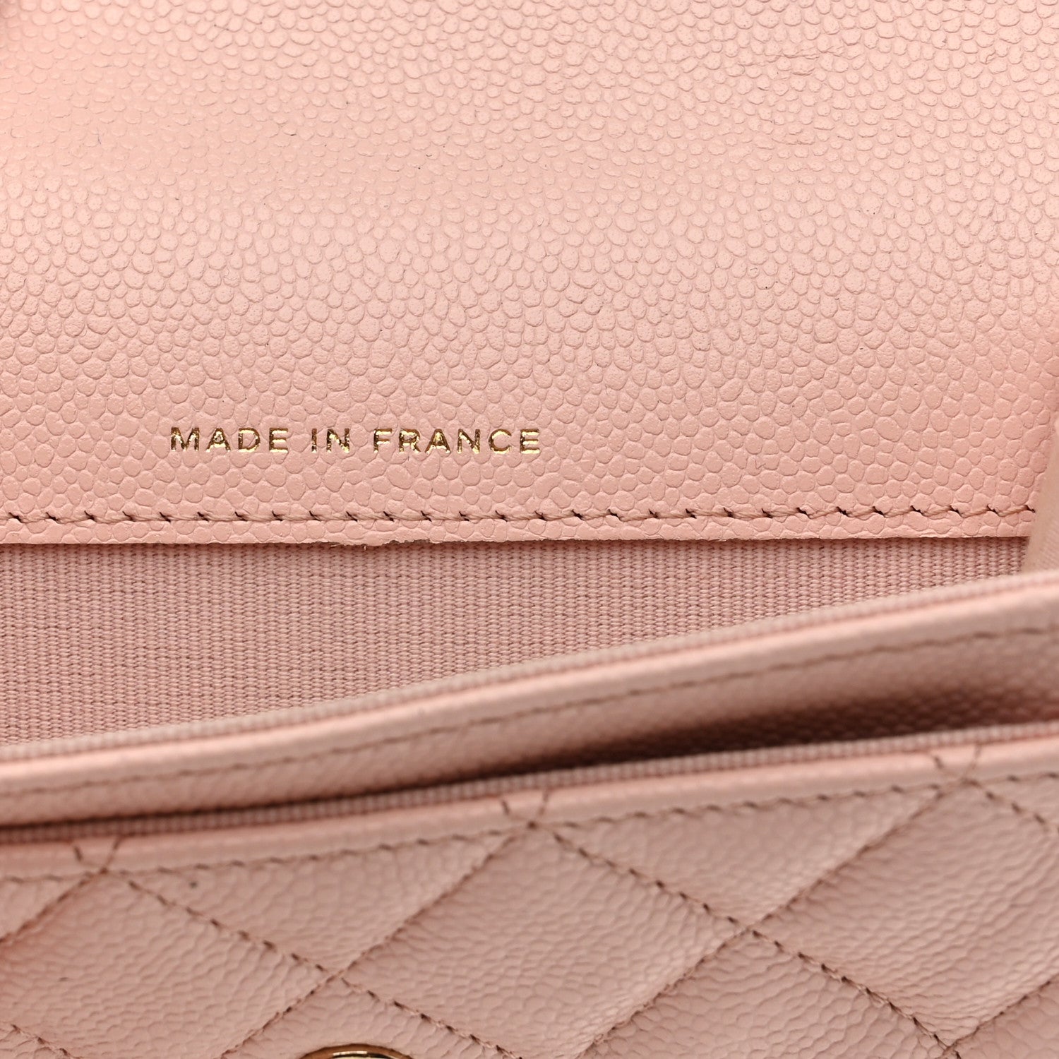 Caviar Quilted Flap Card Holder Wallet Light Pink