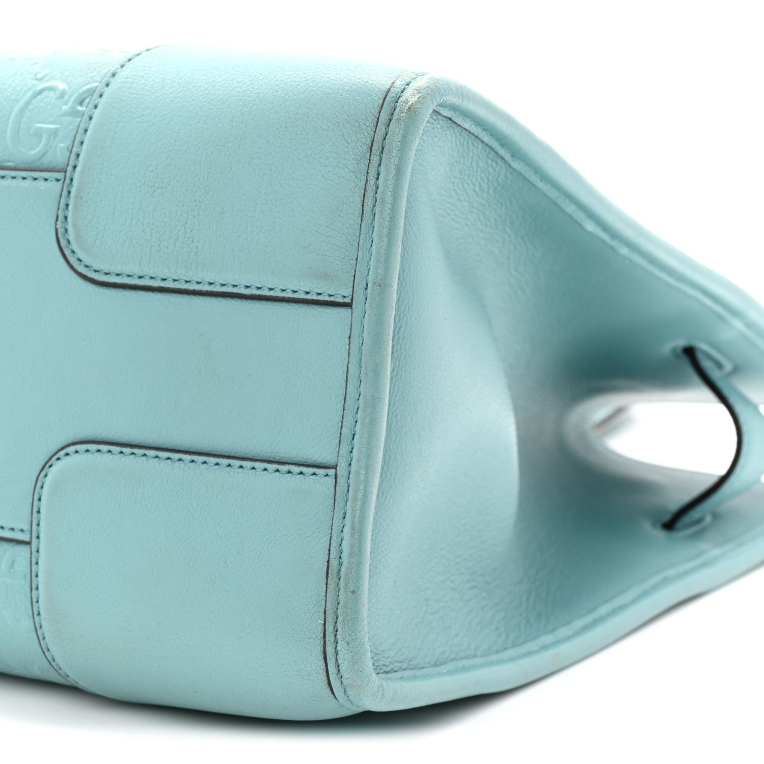 Wonka Grain Calfskin GG Monogram Star Embossed Medium GG Tote Dusty Azure
