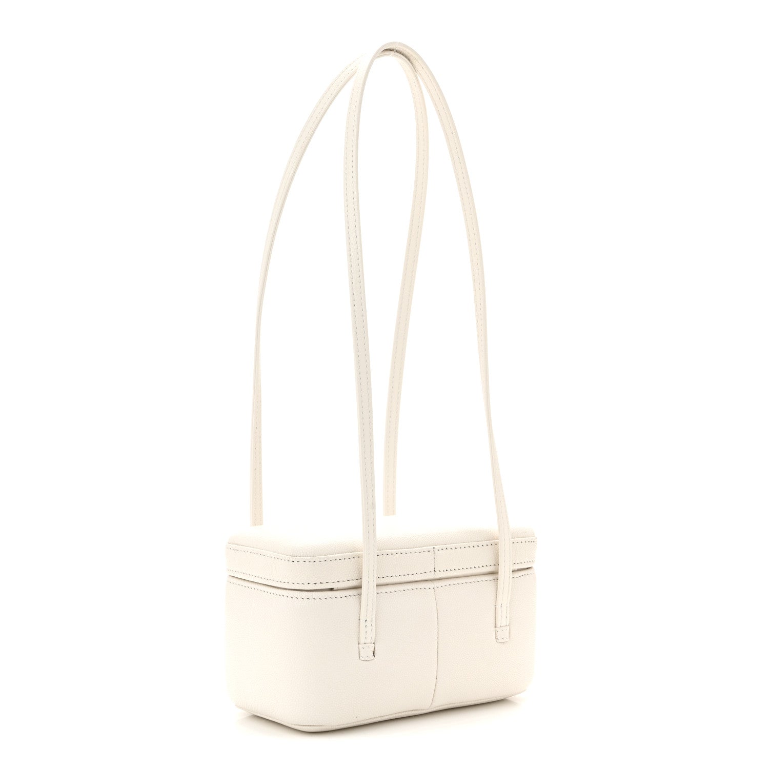 Shiny Caviar Preppy Coco Long Vanity With Strap White