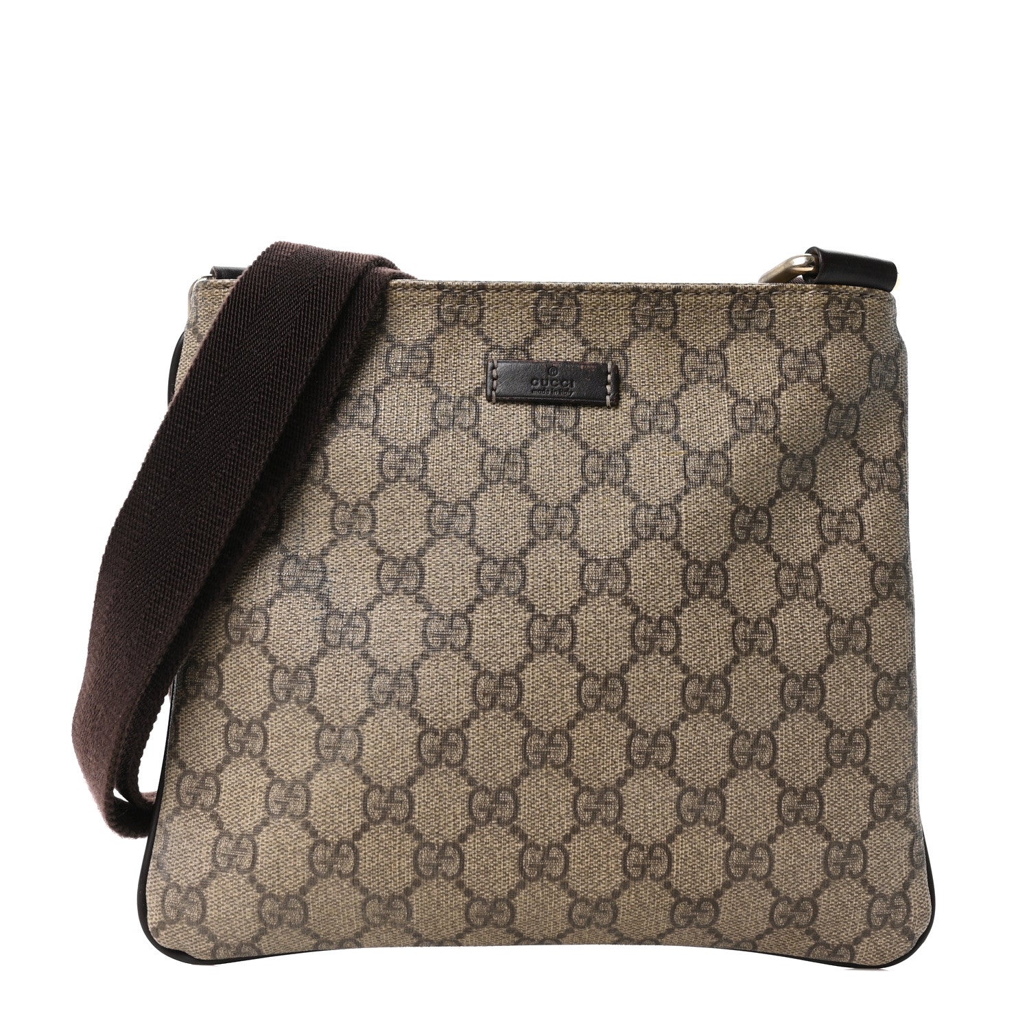 GG Supreme Monogram Small Flat Messenger Bag Dark Brown