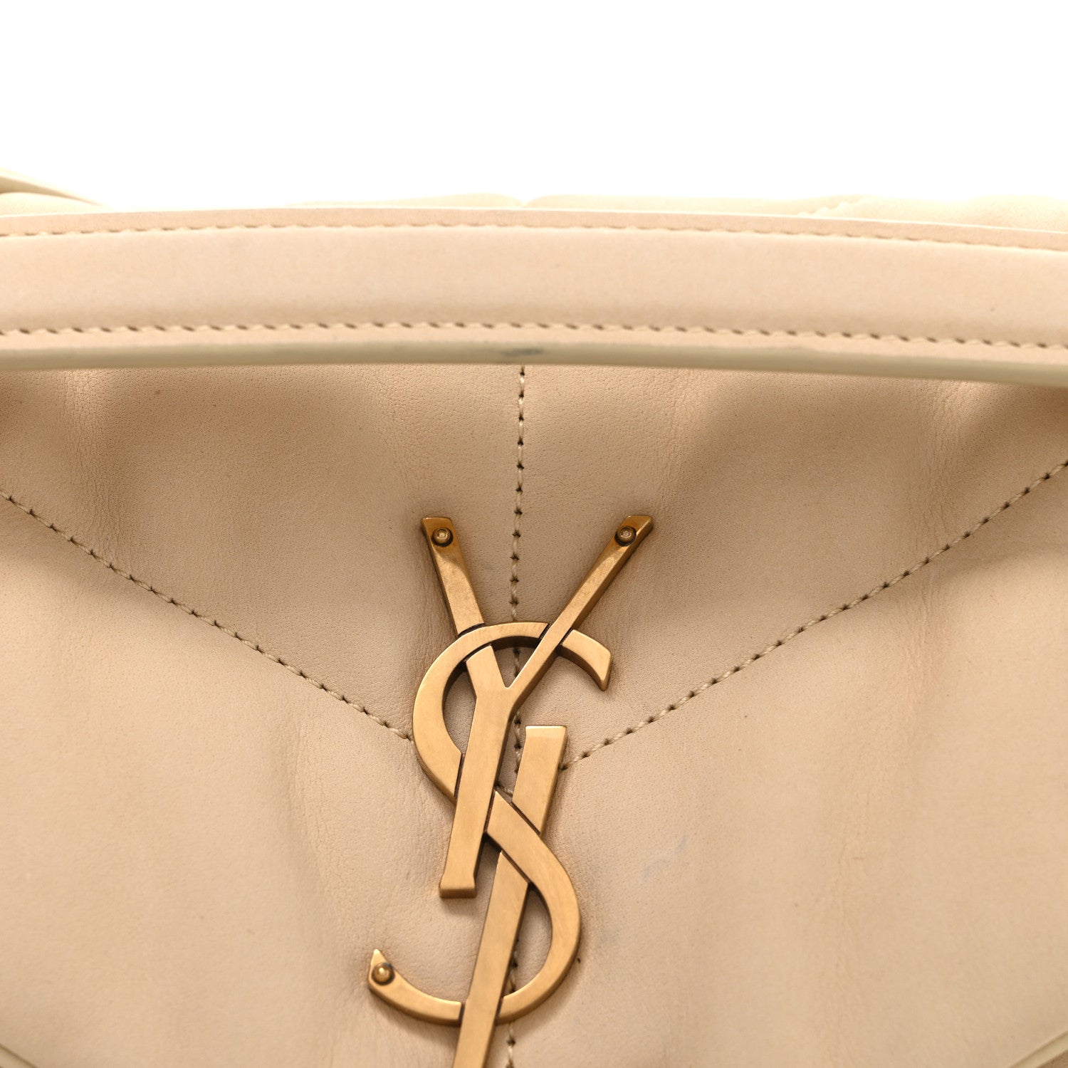 Nubuck Suede Quilted Small Loulou Puffer Monogram Chain Satchel Beige