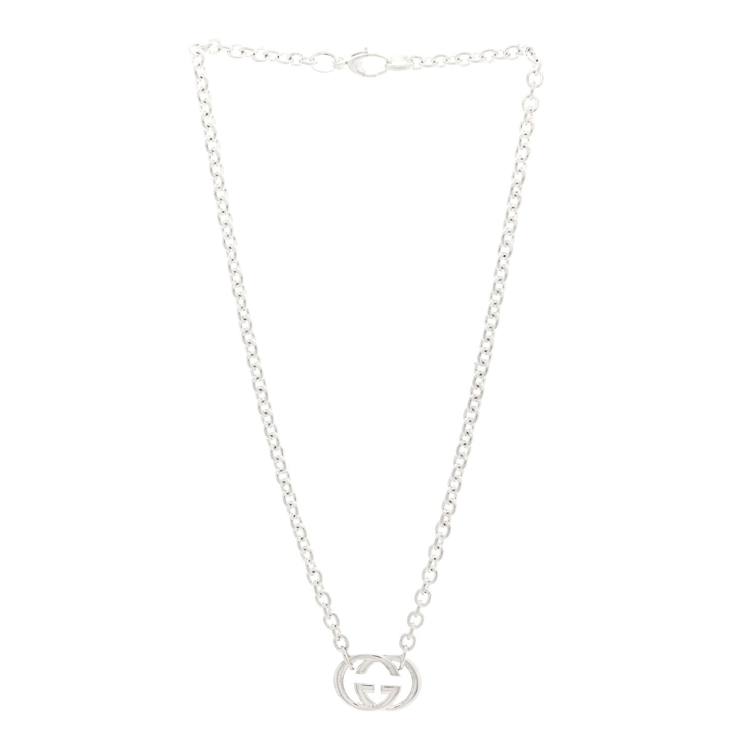 Sterling Silver Britt Interlocking GG Pendant Necklace