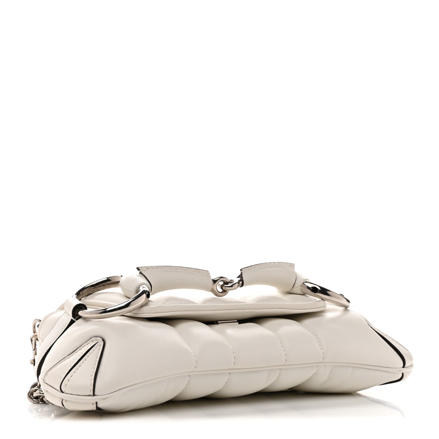 Nappa Vertical Matelasse Small Maxi Horsebit Chain Shoulder Bag Great White
