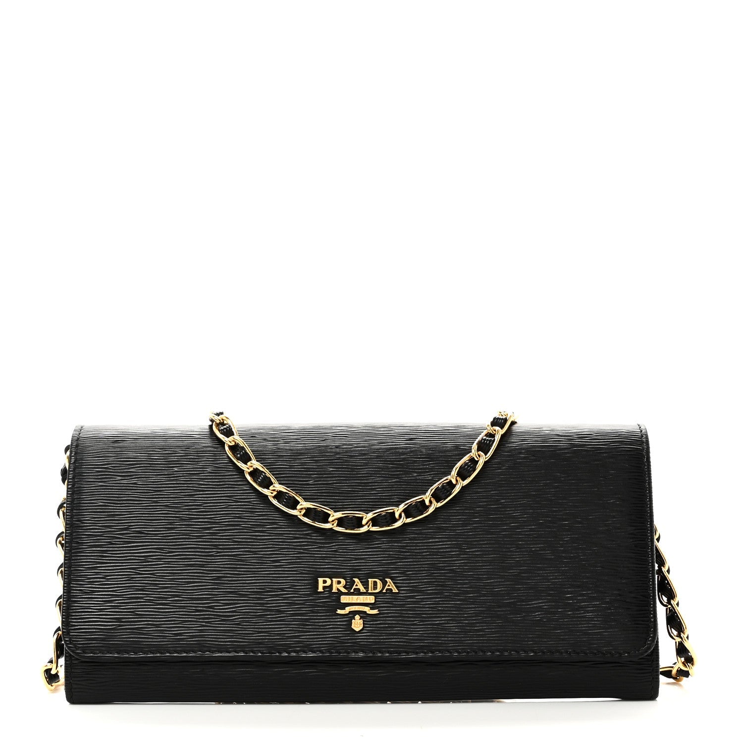 Vitello Move Metal Oro Chain Wallet Black
