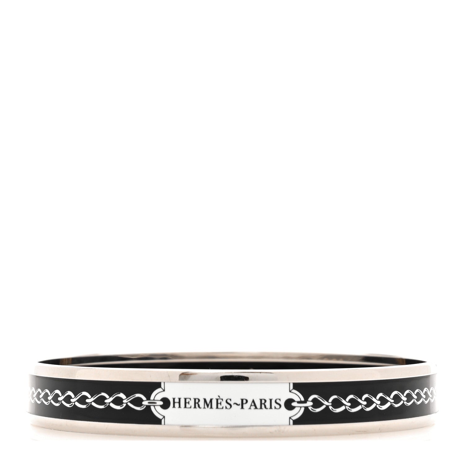 Enamel Printed Narrow L'Arrier Main Bracelet 65 Black White