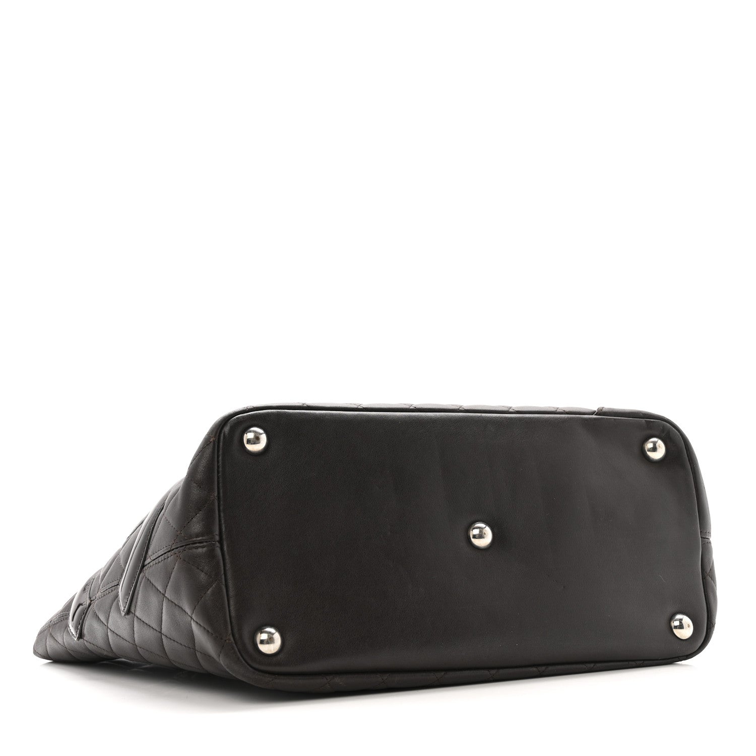 Calfskin Quilted Large Cambon Tote Brown