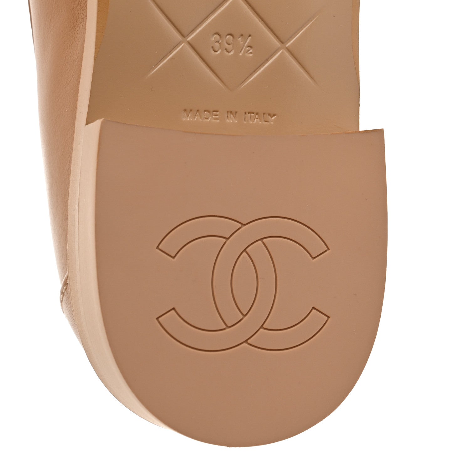 Lambskin Quilted CC Turnlock Moccasins 39.5 Beige