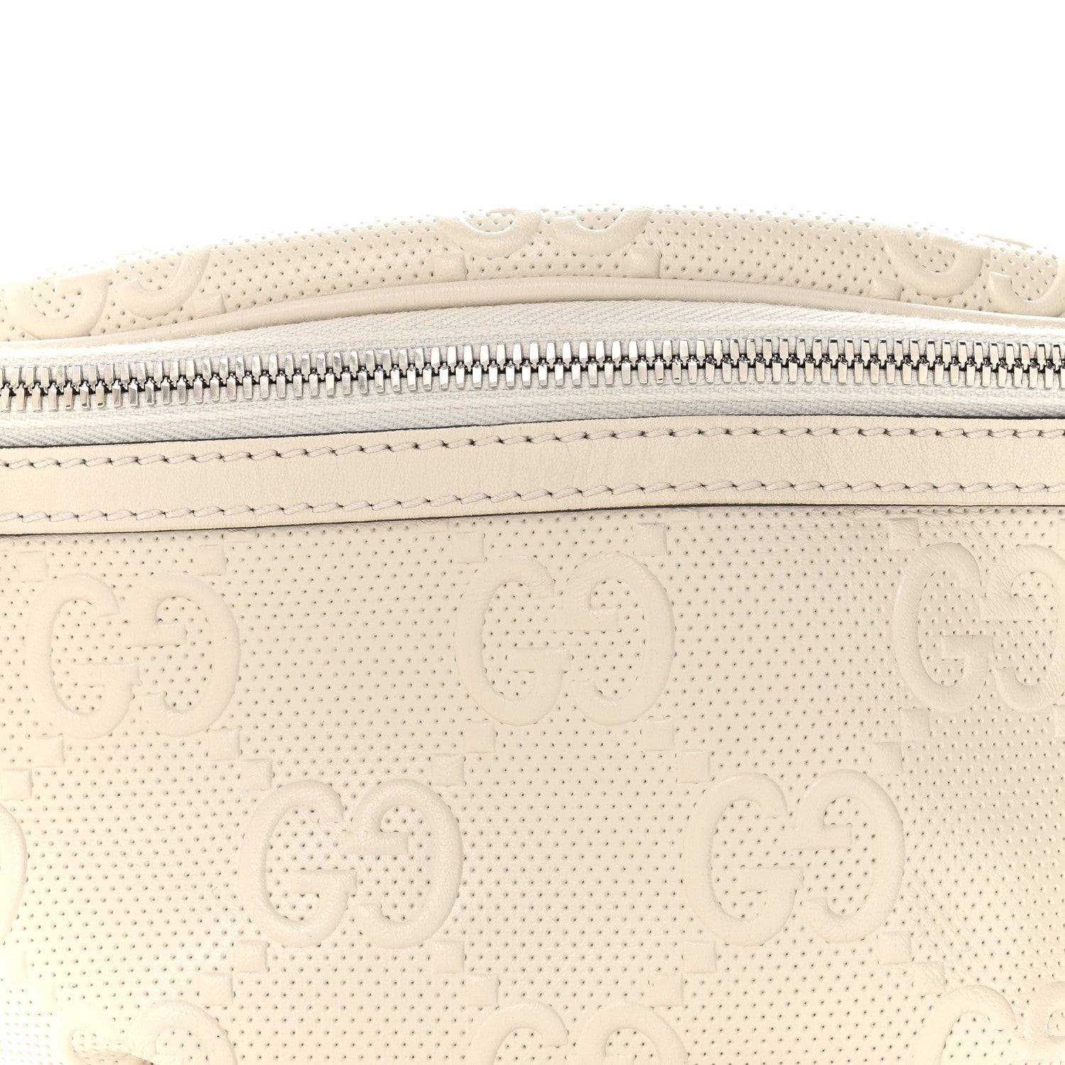 Calfskin GG Tennis Embossed Belt Bag Mystic White