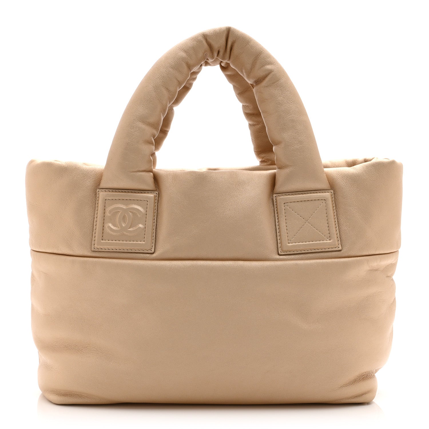 Metallic Lambskin Medium Coco Cocoon Reversible Tote Light Gold