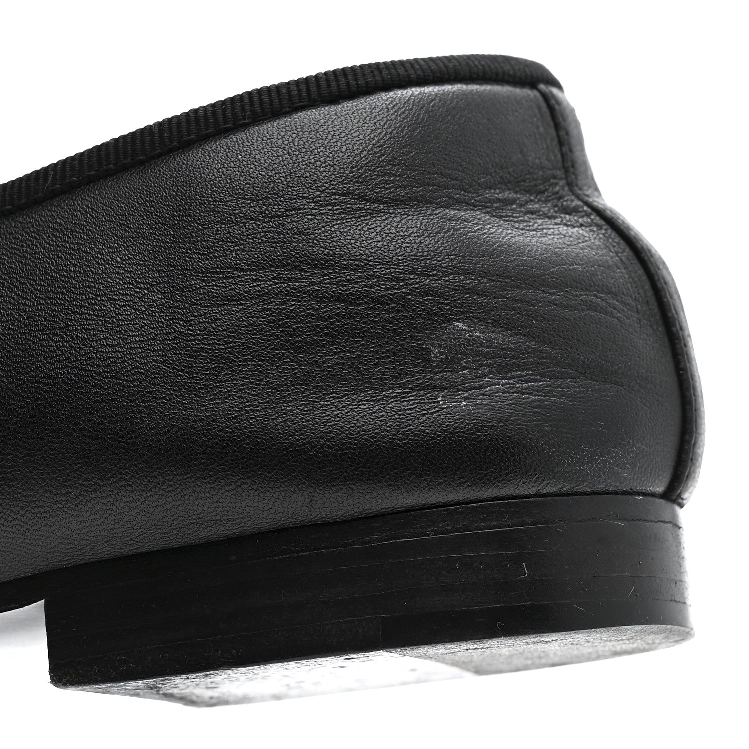 Lambskin Patent Cap Toe Ballerina Flats 39.5 Black