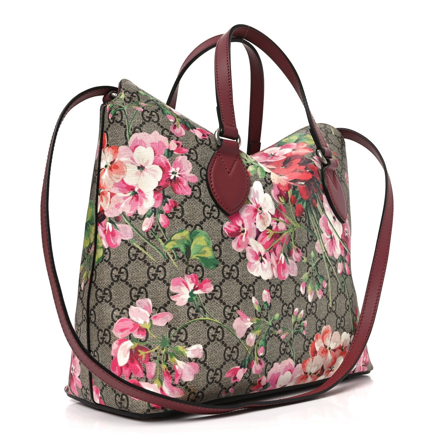 GG Supreme Monogram Blooms Linea A Foldover Tote Beige Multicolor Dry Rose