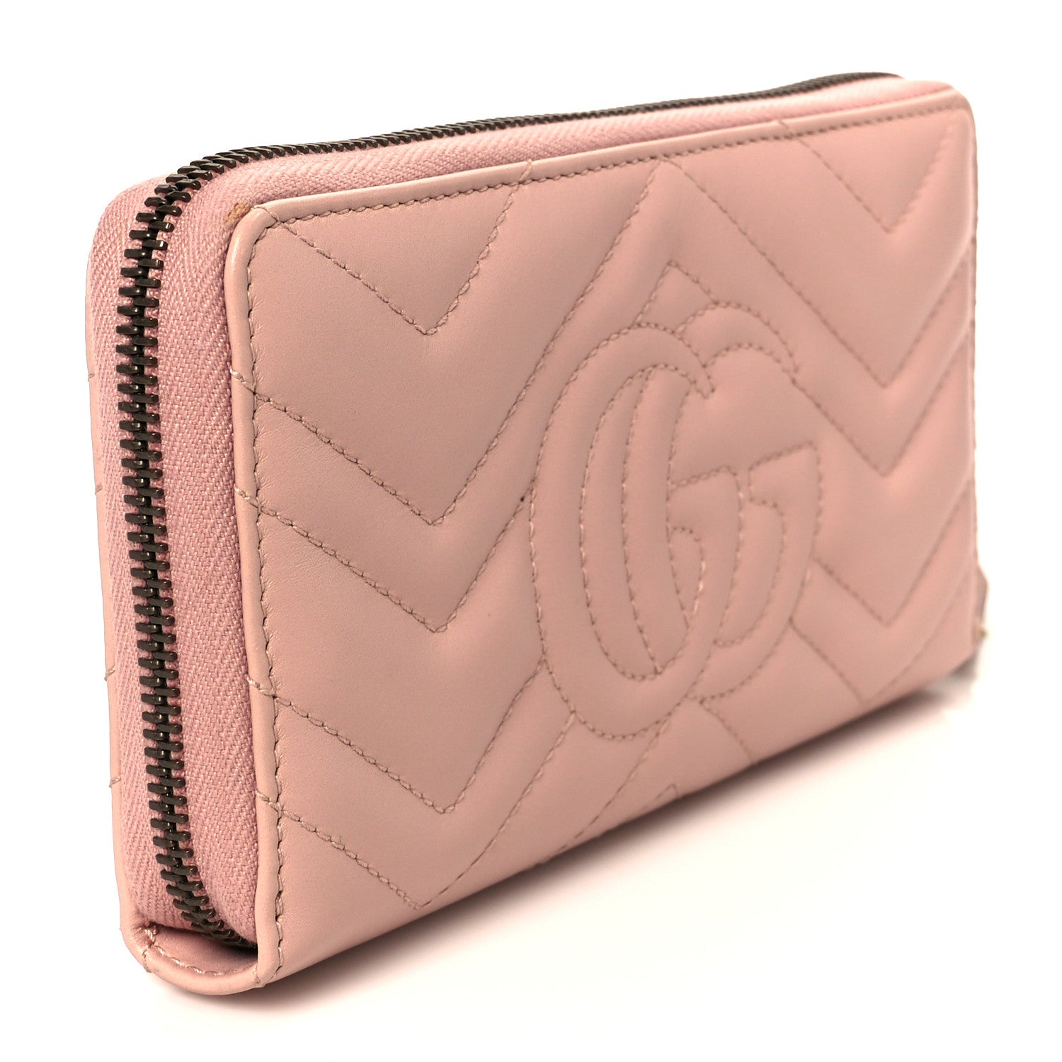 Calfskin Matelasse GG Marmont Zip Around Wallet Perfect Pink