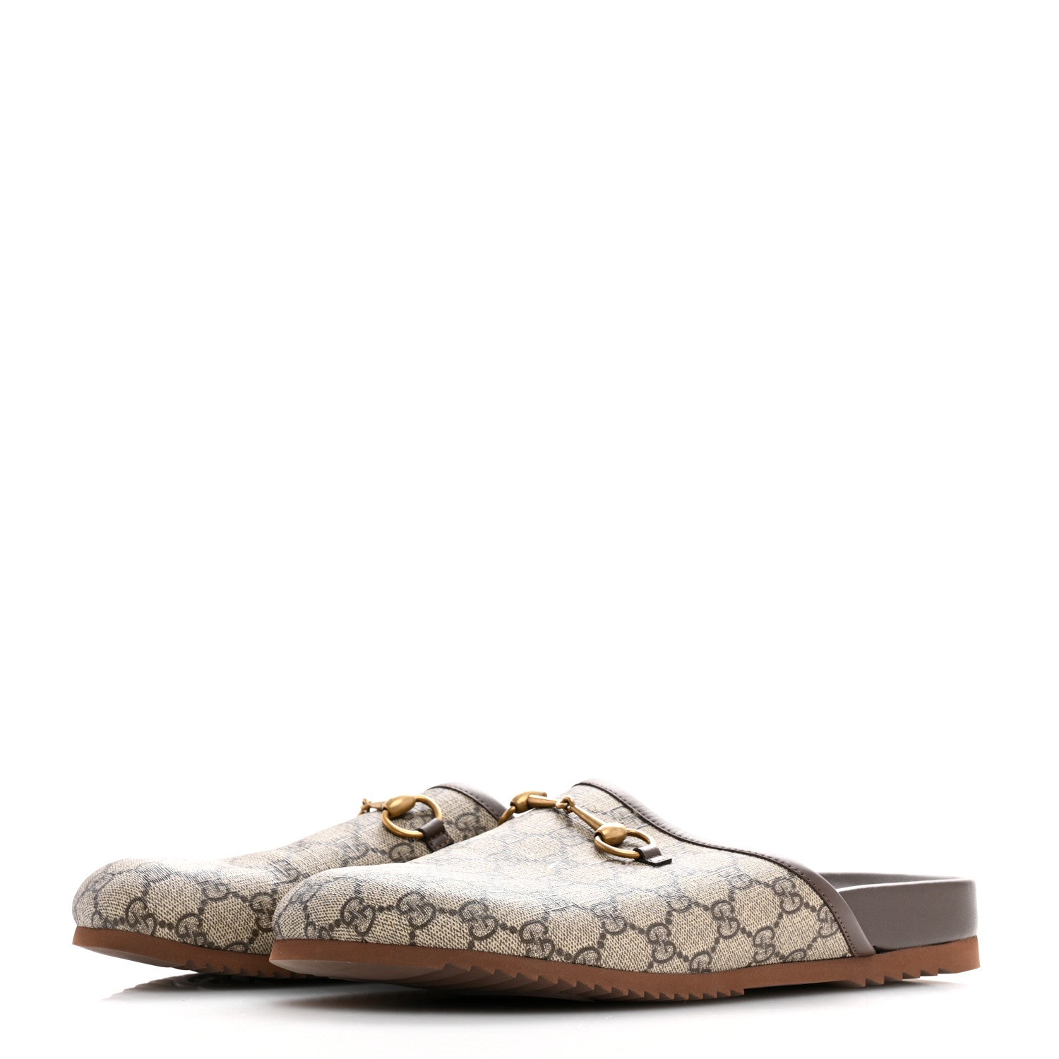 GG Supreme Monogram Miro Soft Calfskin Mens Horsebit Slippers 11 Beige Ebony New Acero