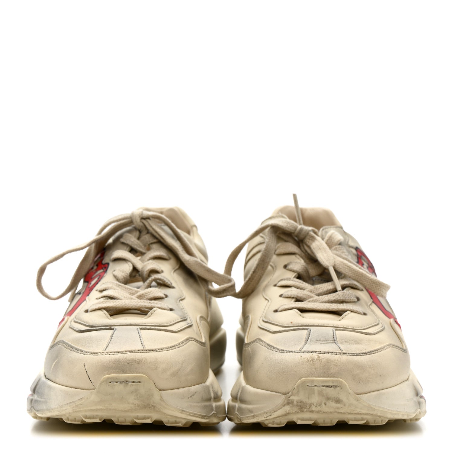 Calfskin Mouth Print Womens Rhyton Sneakers 38 Ivory
