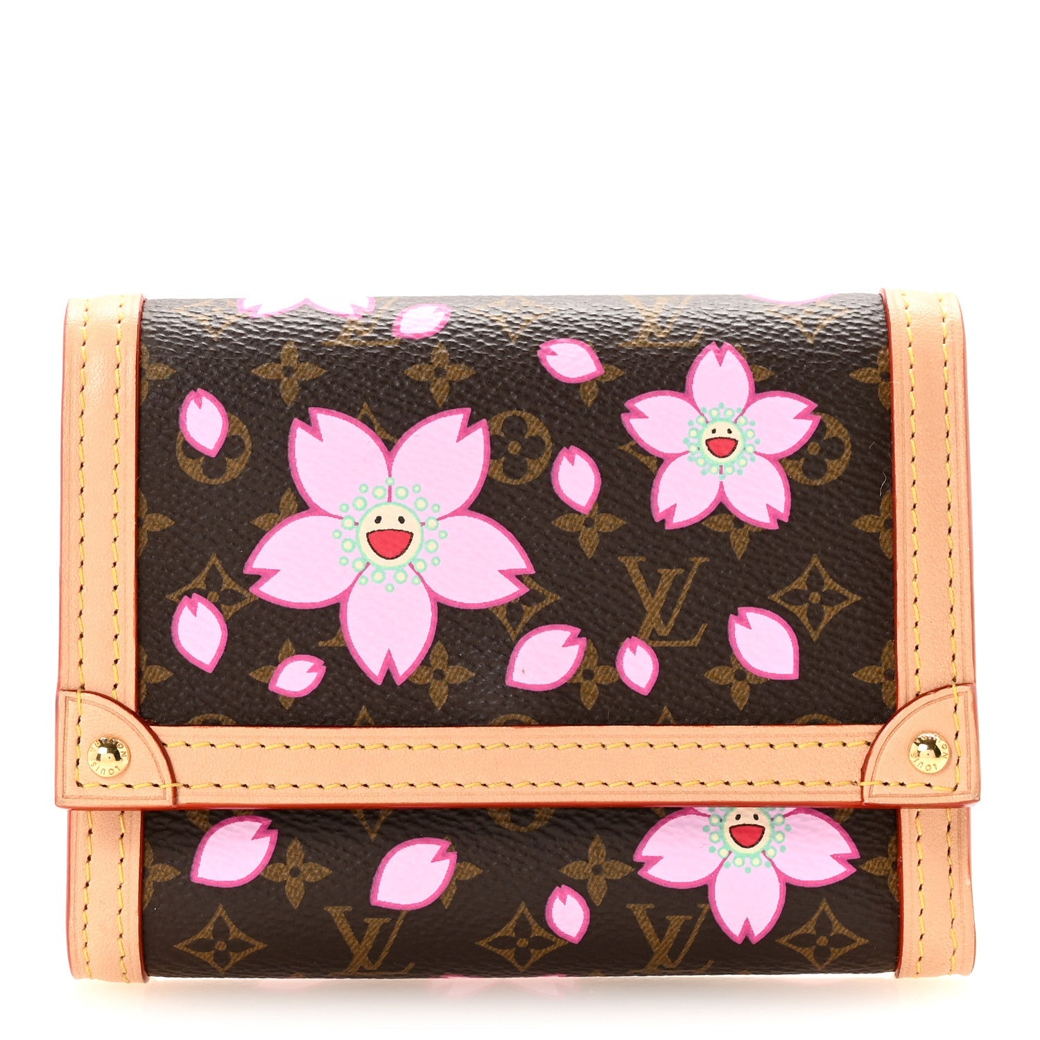 LV X TM Monogram Cherry Blossom Victorine Wallet Sakura Brown