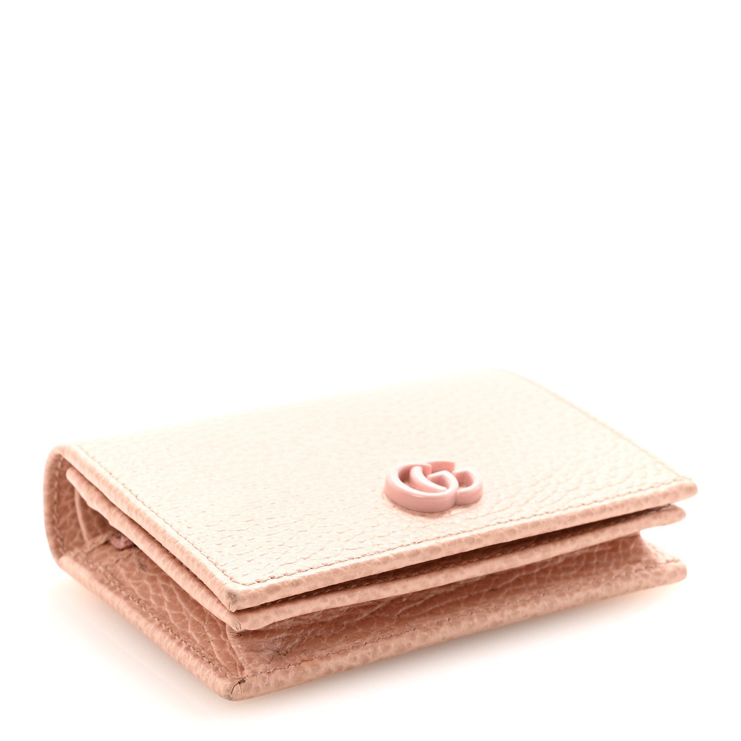 Dollar Calfskin Enamel Monochrome GG Marmont Card Case Perfect Pink
