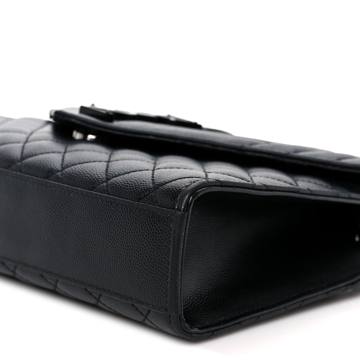 Grain De Poudre Textured Mixed Matelasse Triquilt Medium Monogram Monochrome Satchel Black