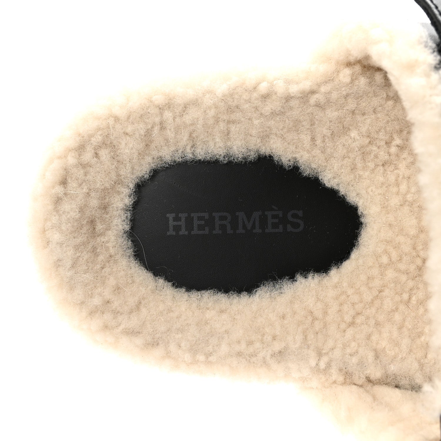 Calfskin Woolskin Womens Chypre Sandals 35.5 Black Ecru