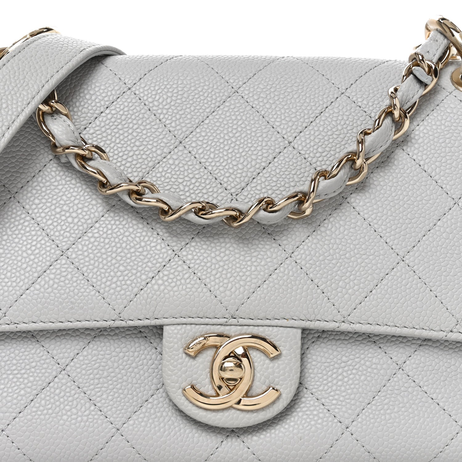 Caviar Quilted City Walk Flap Light Grey