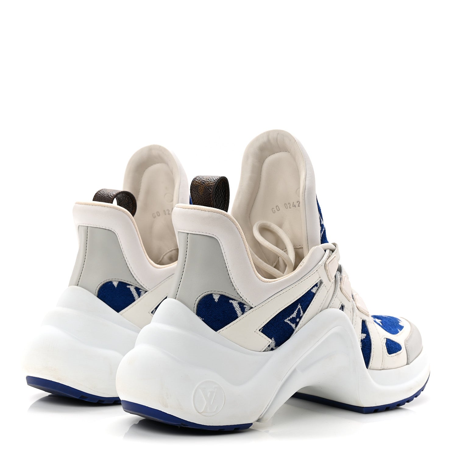 Jacquard Velvet Monogram LV Archlight Sneakers 37 White Blue