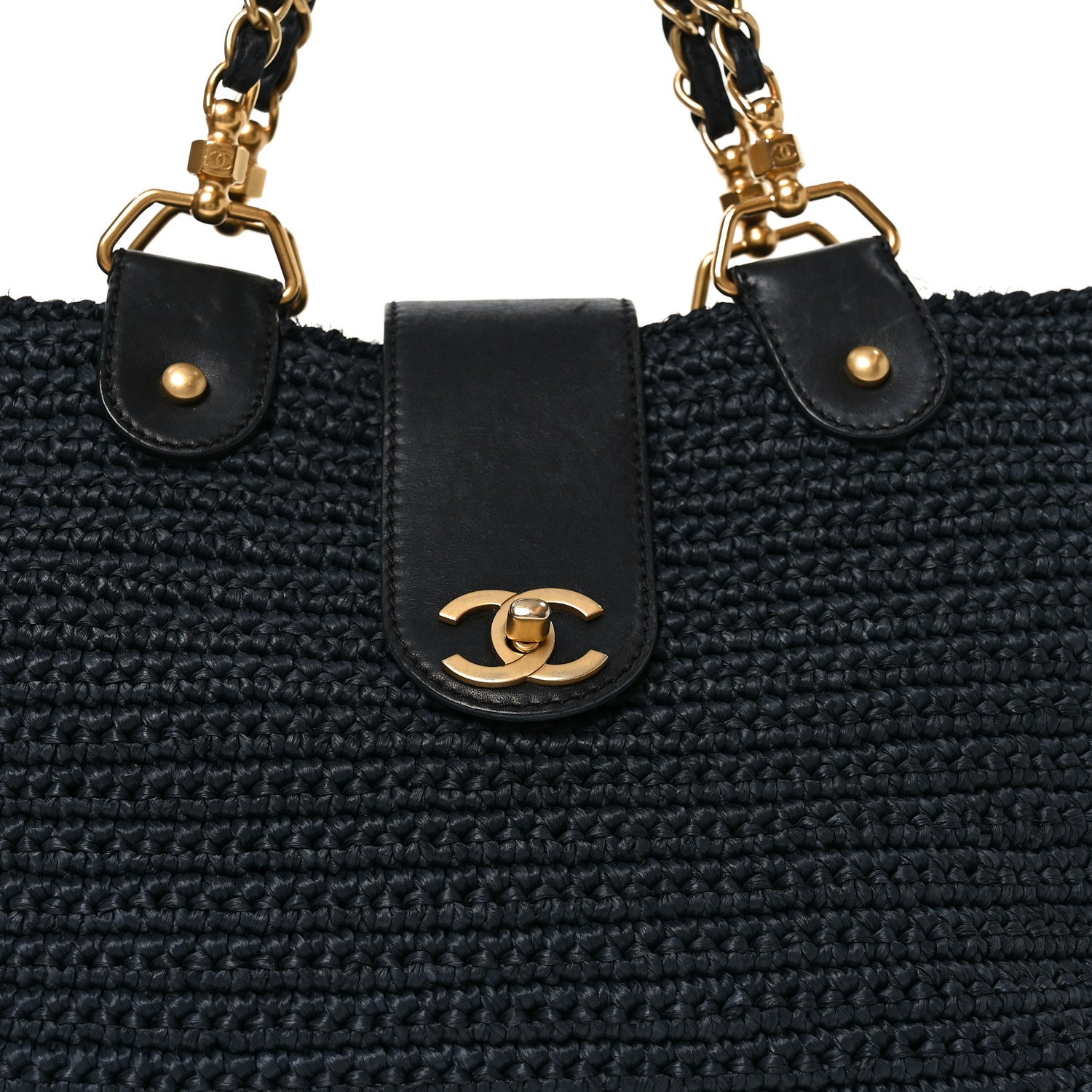 Straw Raffia Tote Black