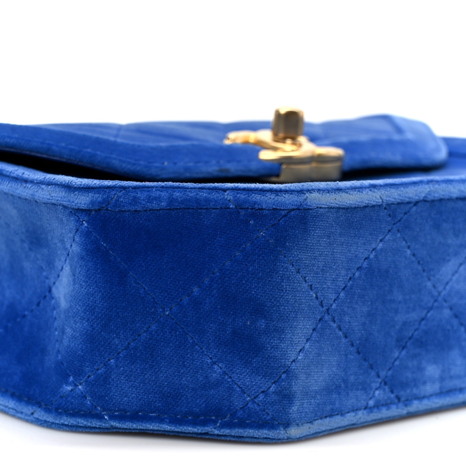 Velvet Quilted Mini Place Vendome Flap Blue