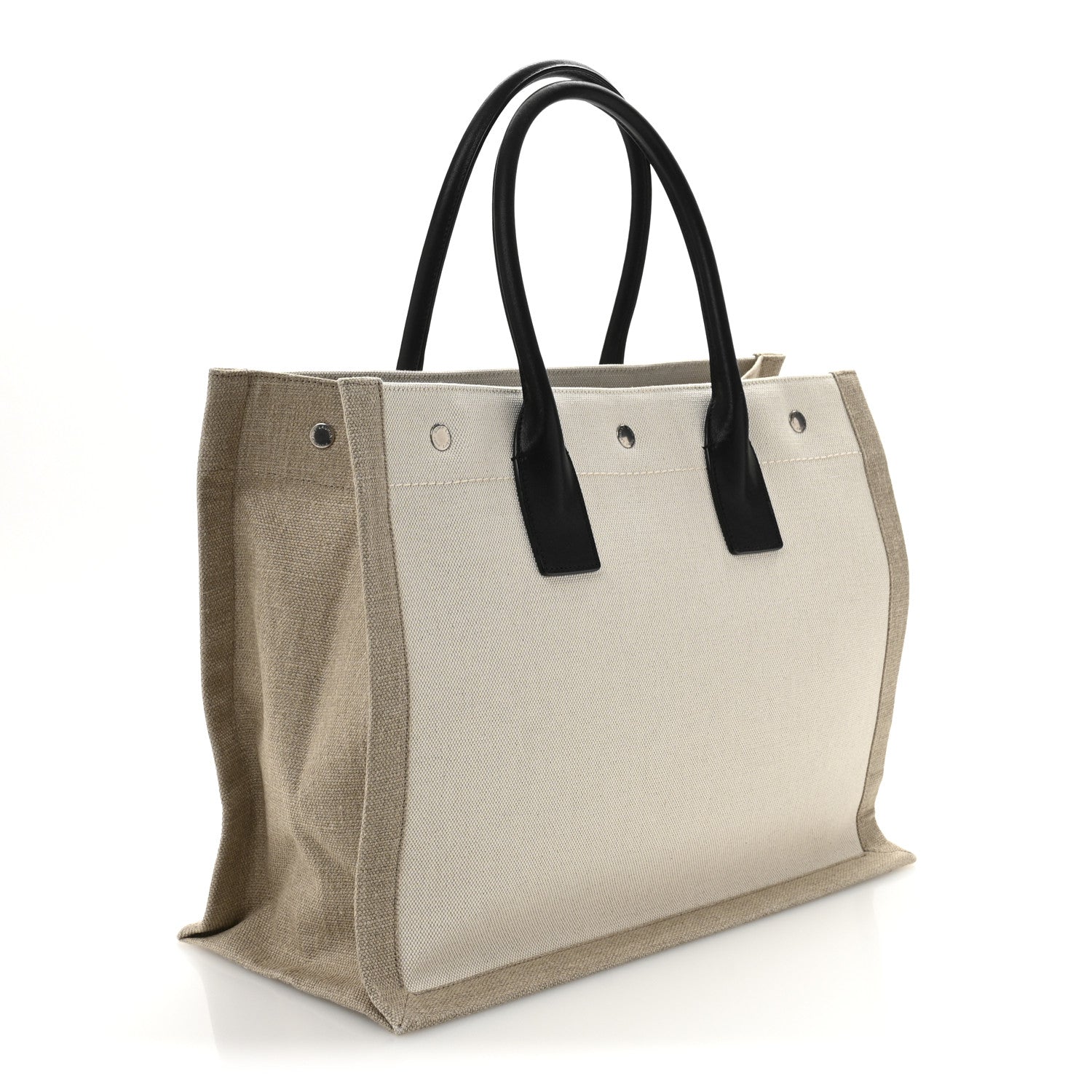 Linen Calfskin Small Rive Gauche Tote Greggio Natural