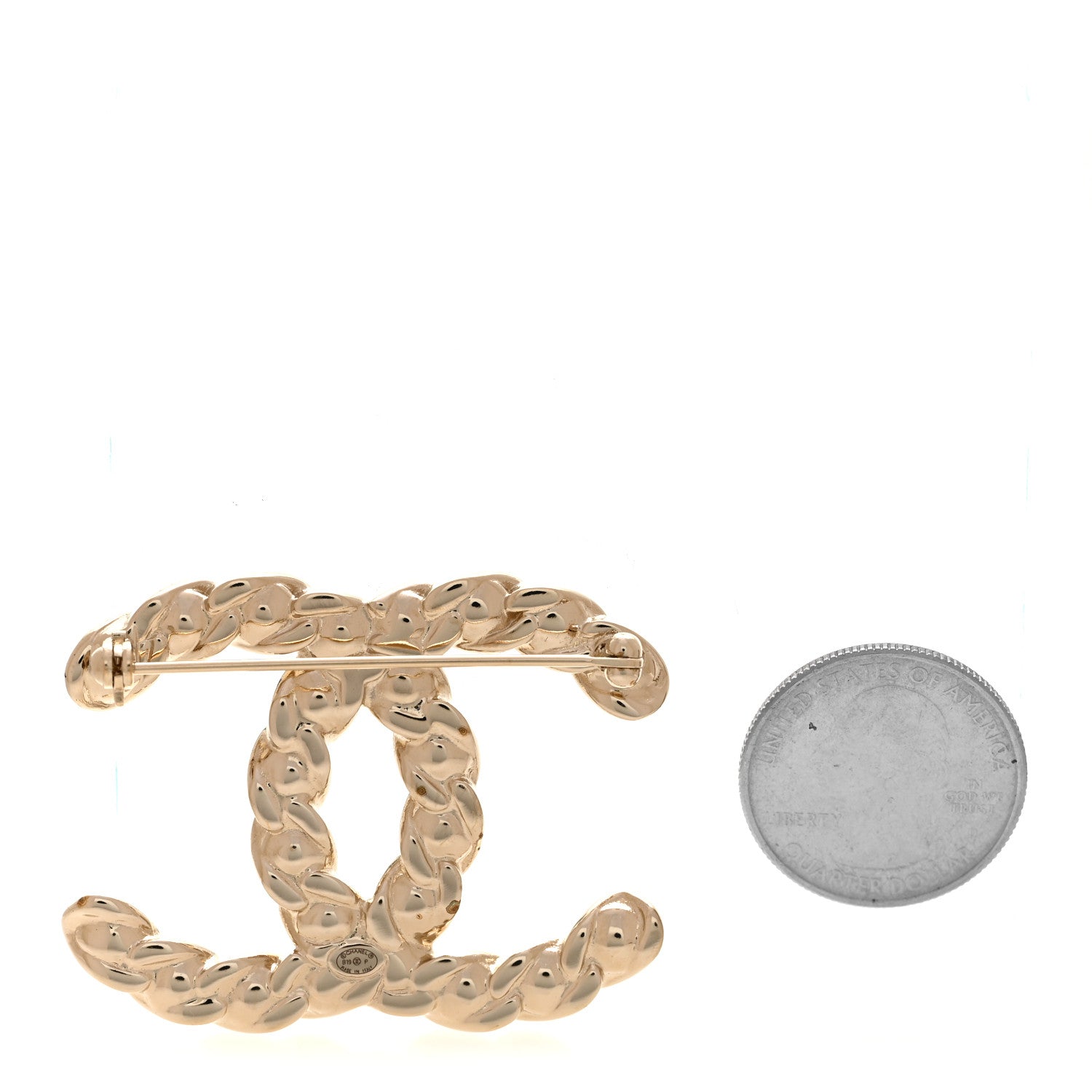 Crystal Pearls Coronation CC Brooch Gold
