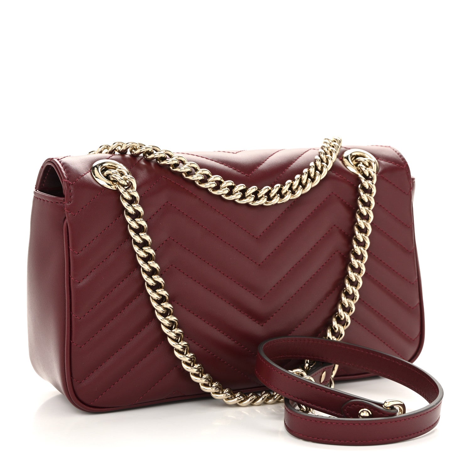 Calfskin Matelasse Medium GG Marmont Shoulder Bag Rosso Ancora Red