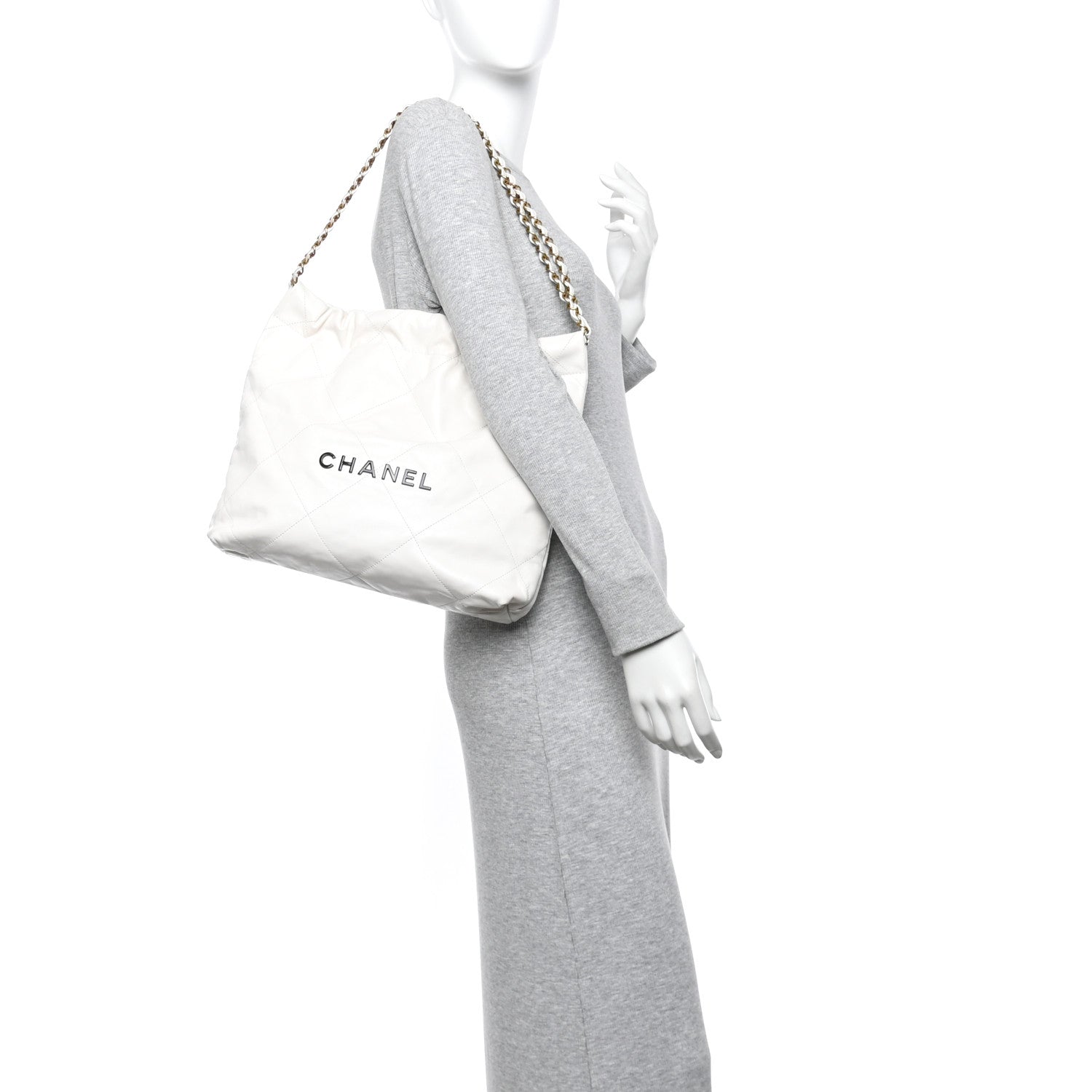 Calfskin Quilted Small Chanel 22 White
