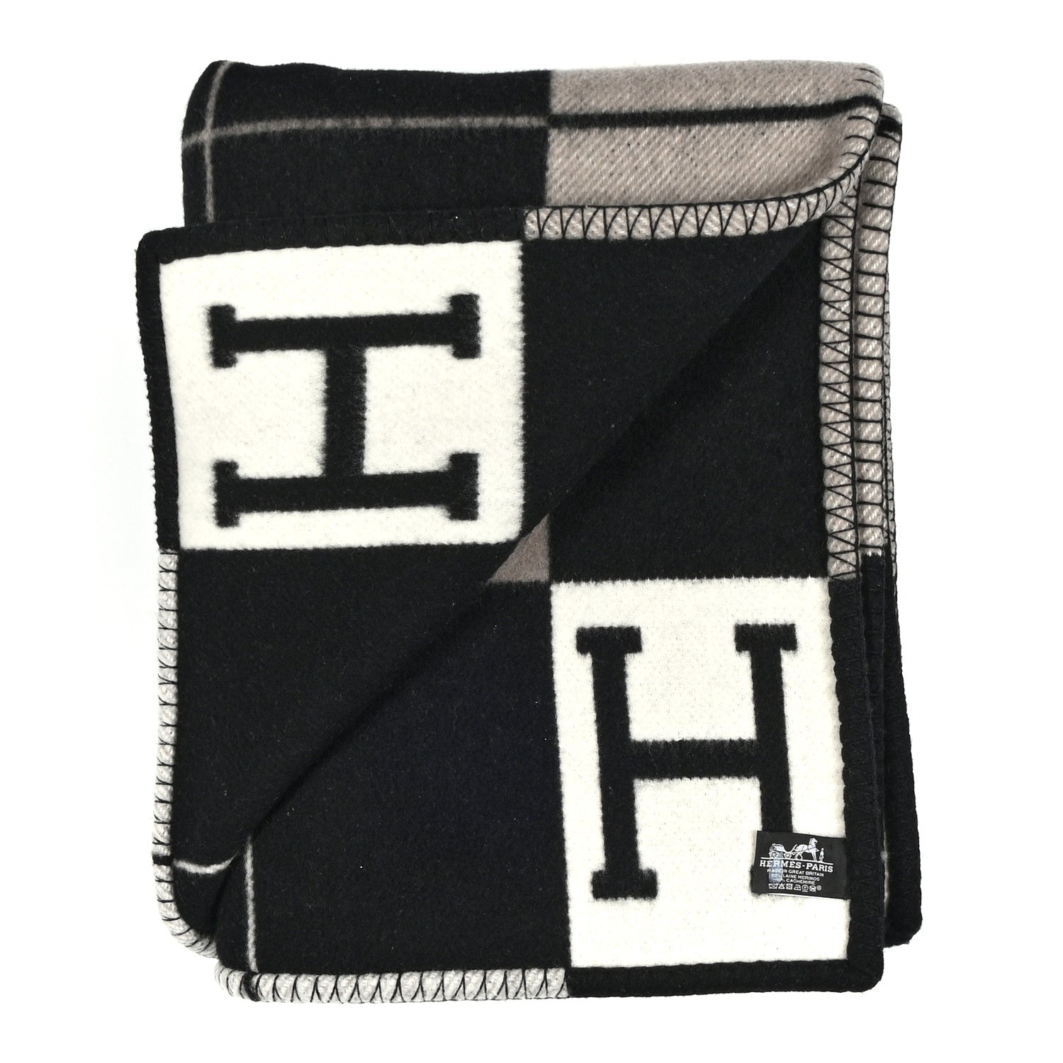 Wool Cashmere Avalon III Blanket Ecru Black
